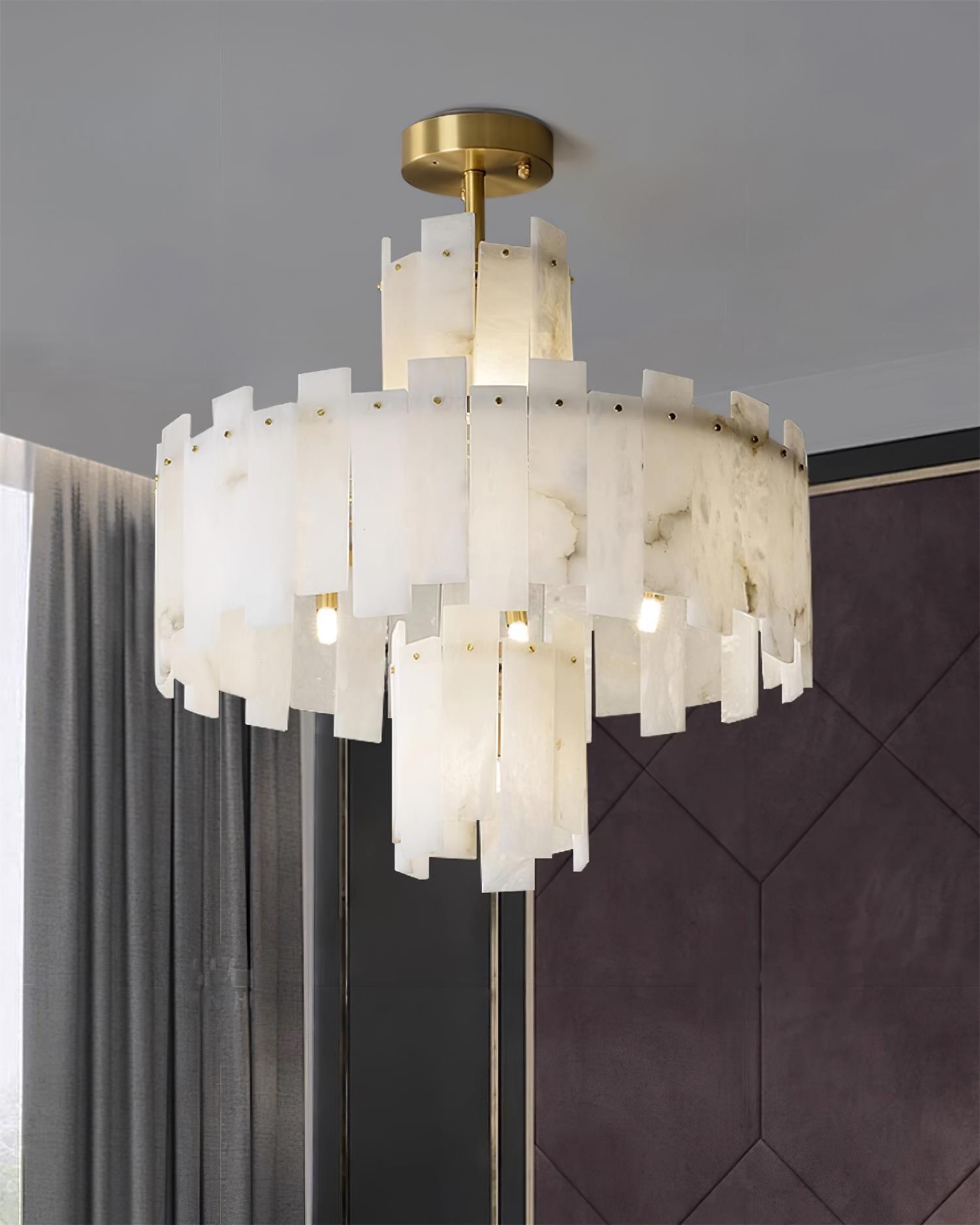 Soraya Art Deco Alabaster Chandelier - Neutralighting