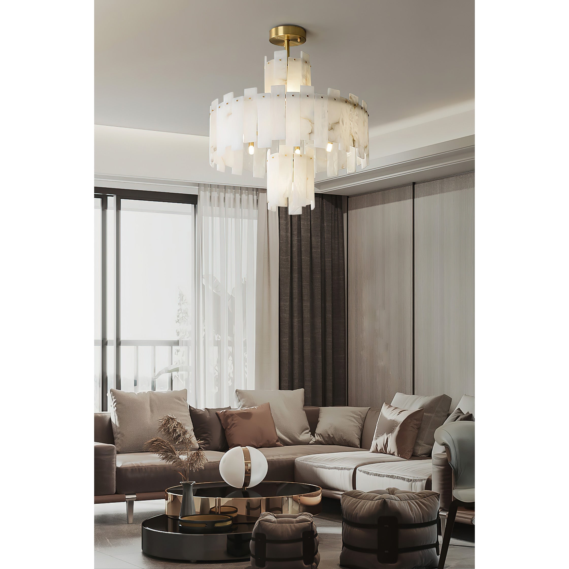 Zosolia Postmodern Luxury Brass Alabaster Chandelier - Letslighting