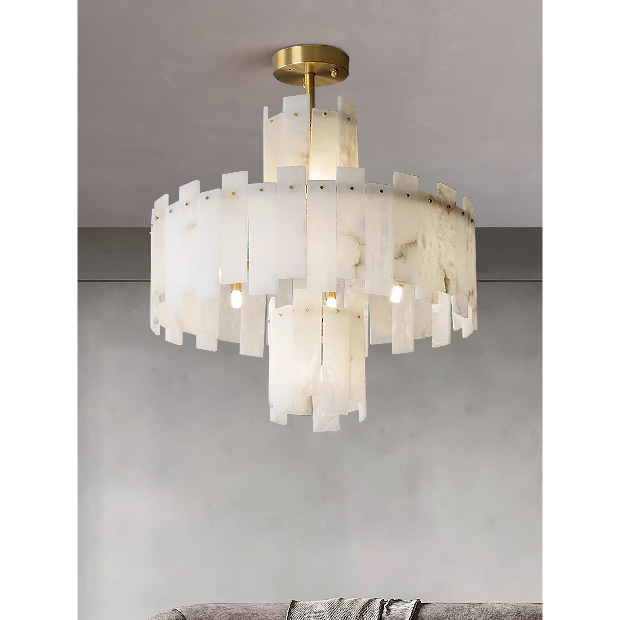 Zosolia Postmodern Luxury Brass Alabaster Chandelier - Letslighting