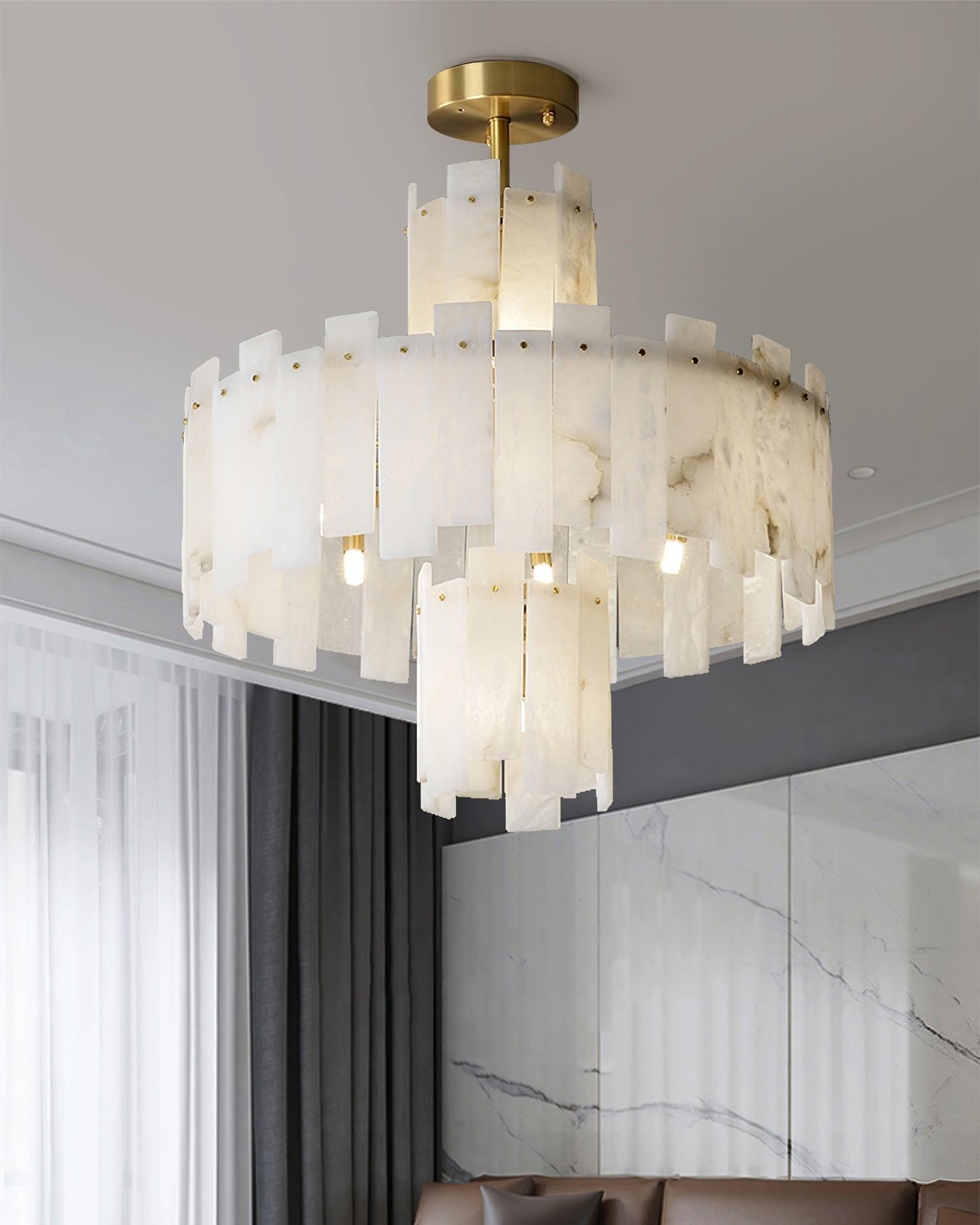 Soraya Art Deco Alabaster Chandelier - Neutralighting
