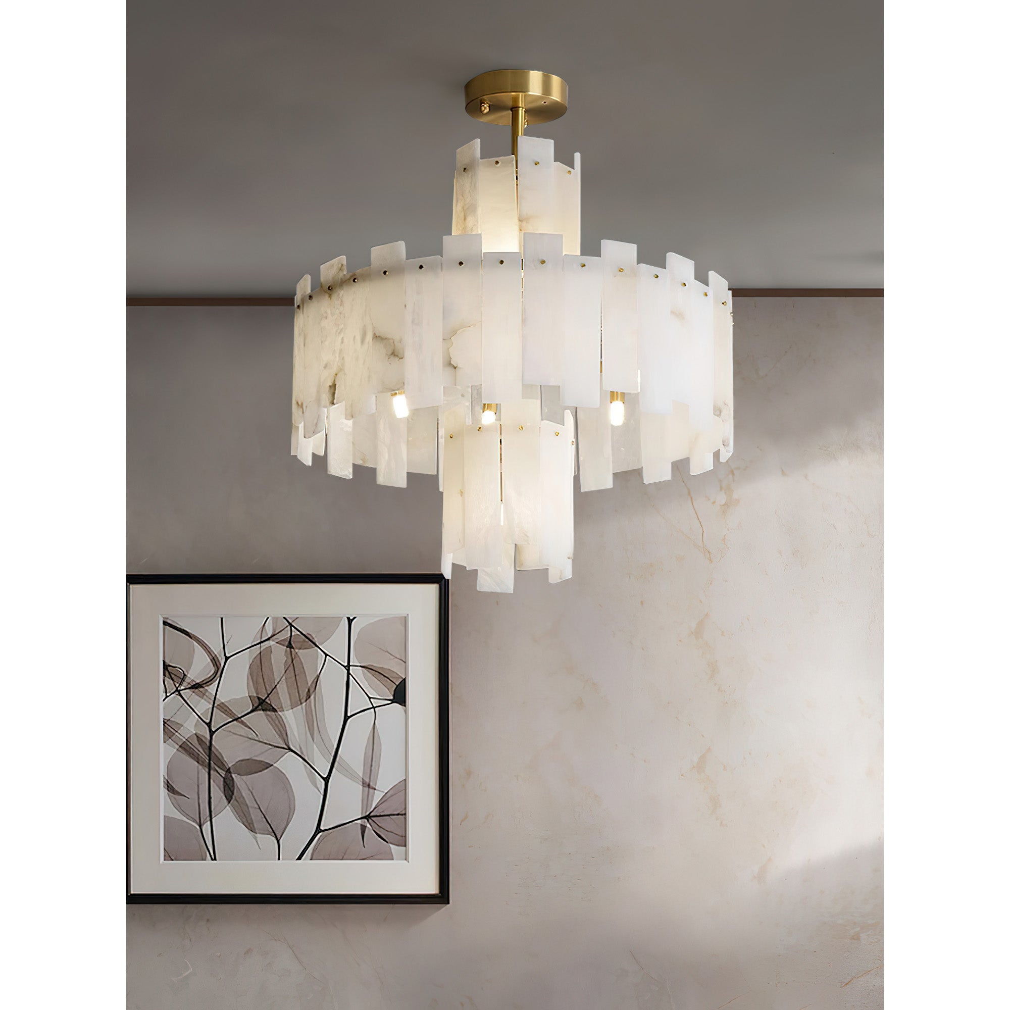Zosolia Postmodern Luxury Brass Alabaster Chandelier - Letslighting