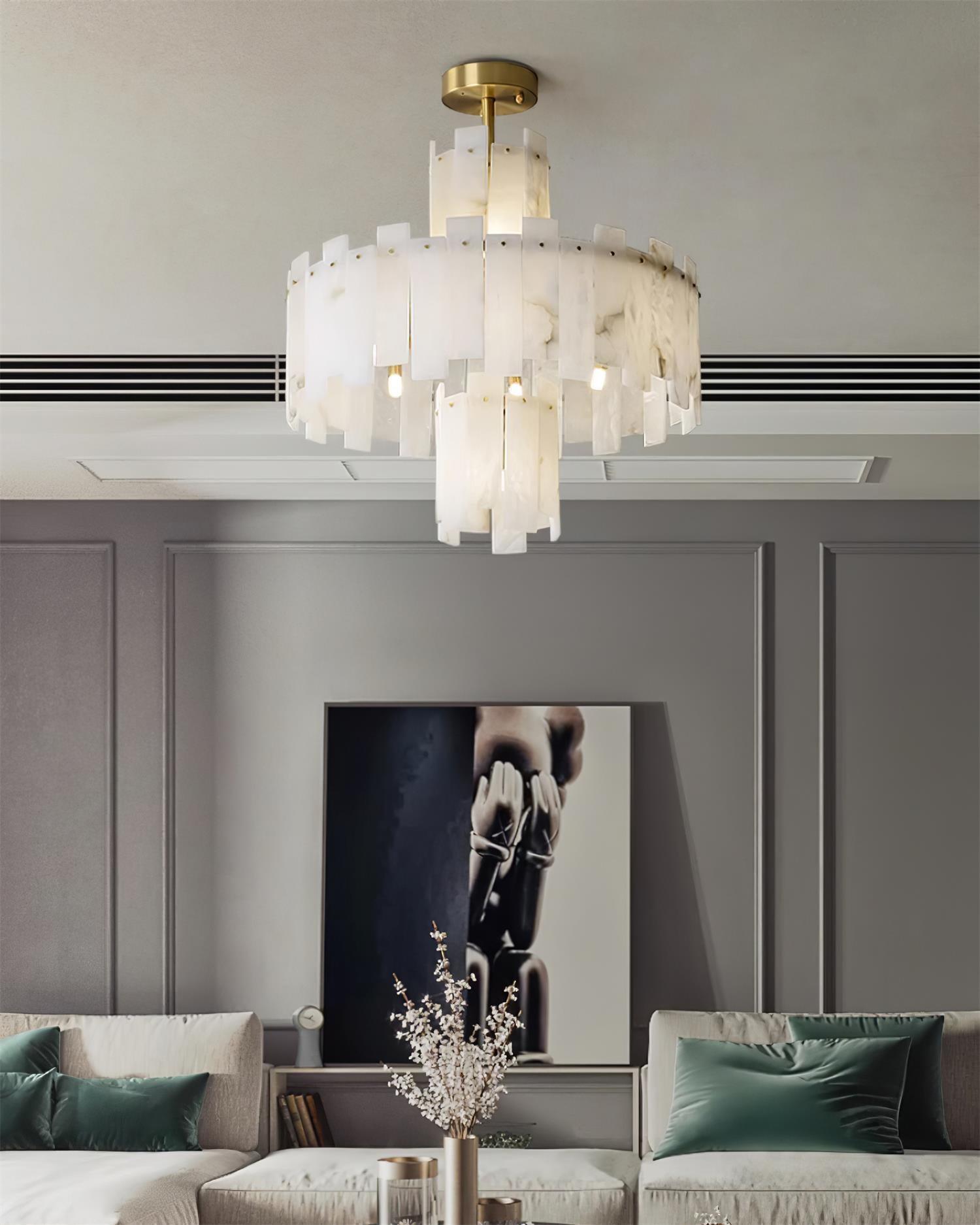 Soraya Art Deco Alabaster Chandelier - Neutralighting
