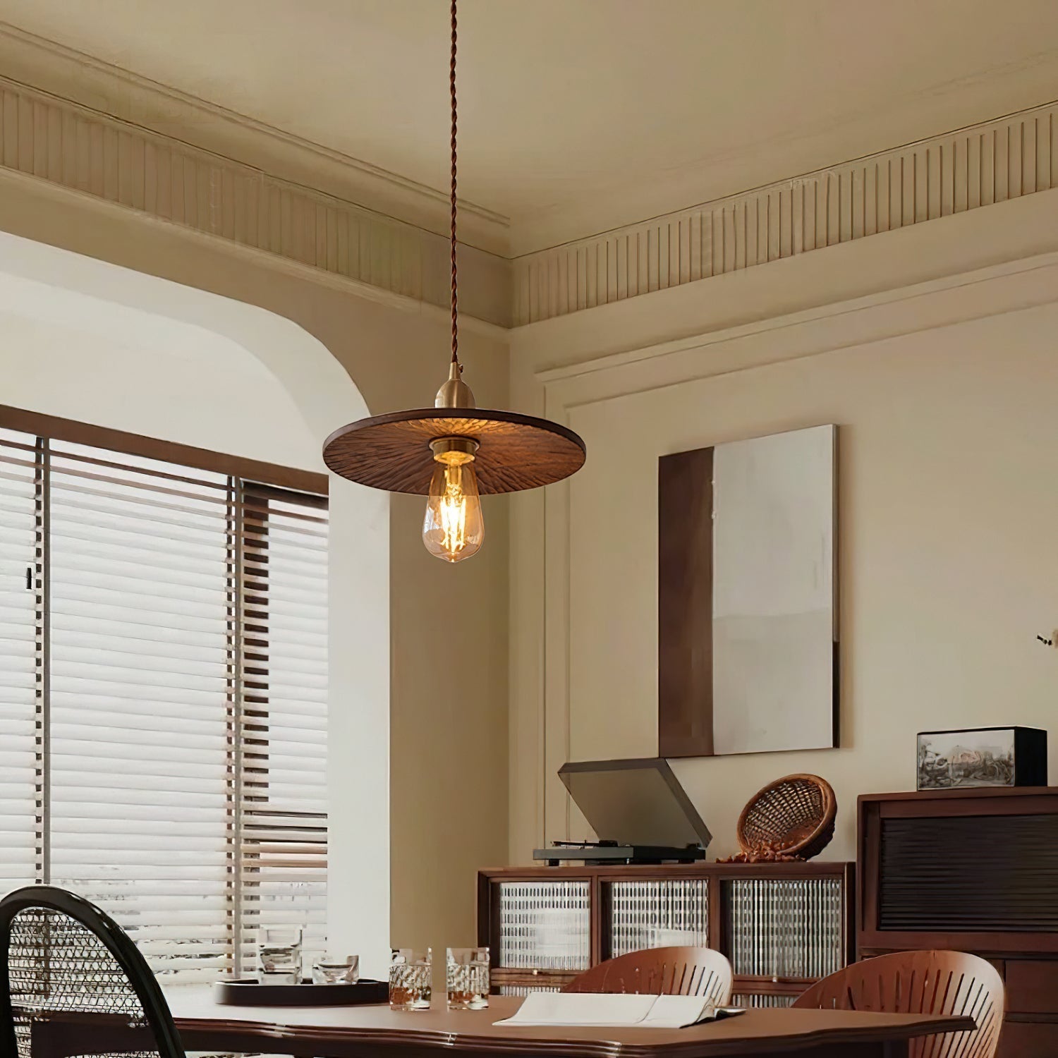 Rei Pendelleuchte Holz Rund Vintage-Letslighting