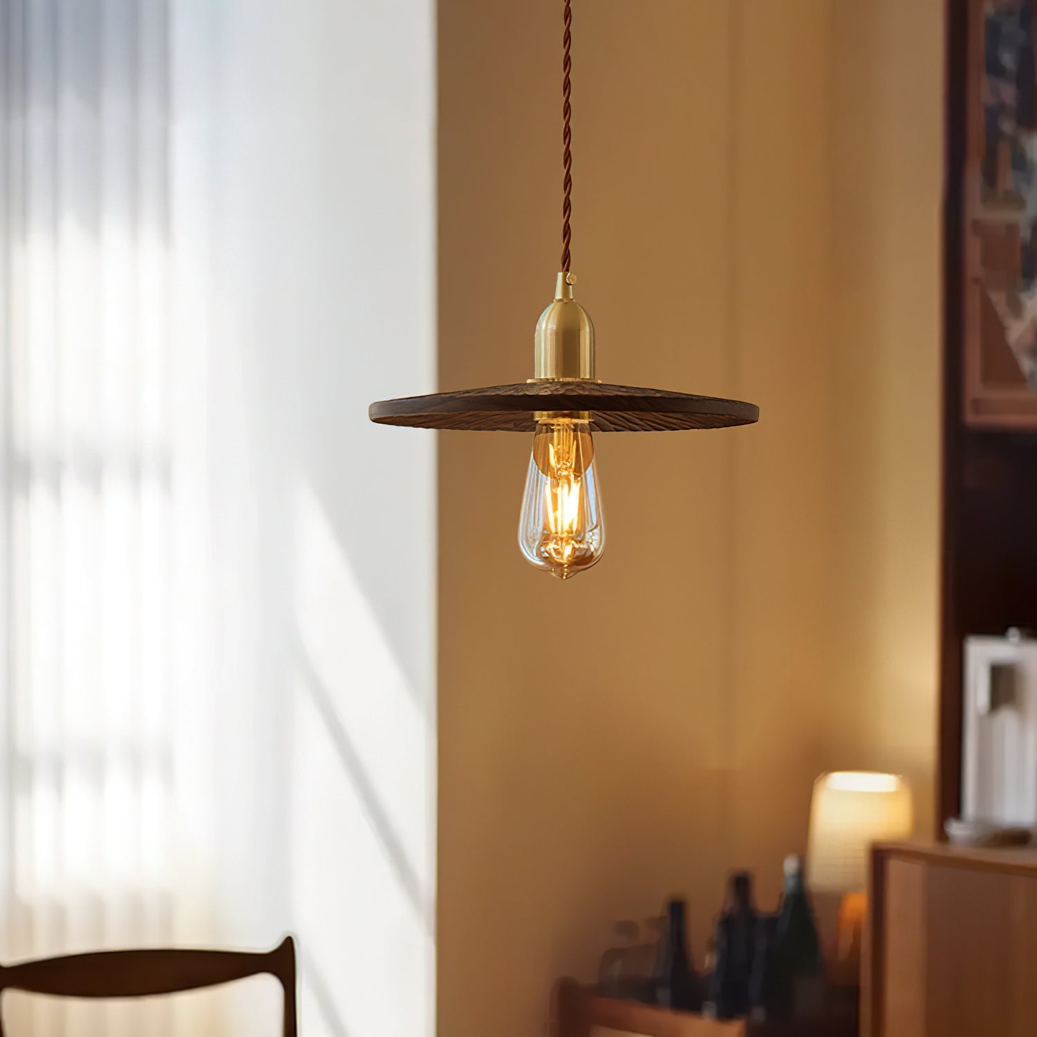 Rei Pendelleuchte Holz Rund Vintage-Letslighting