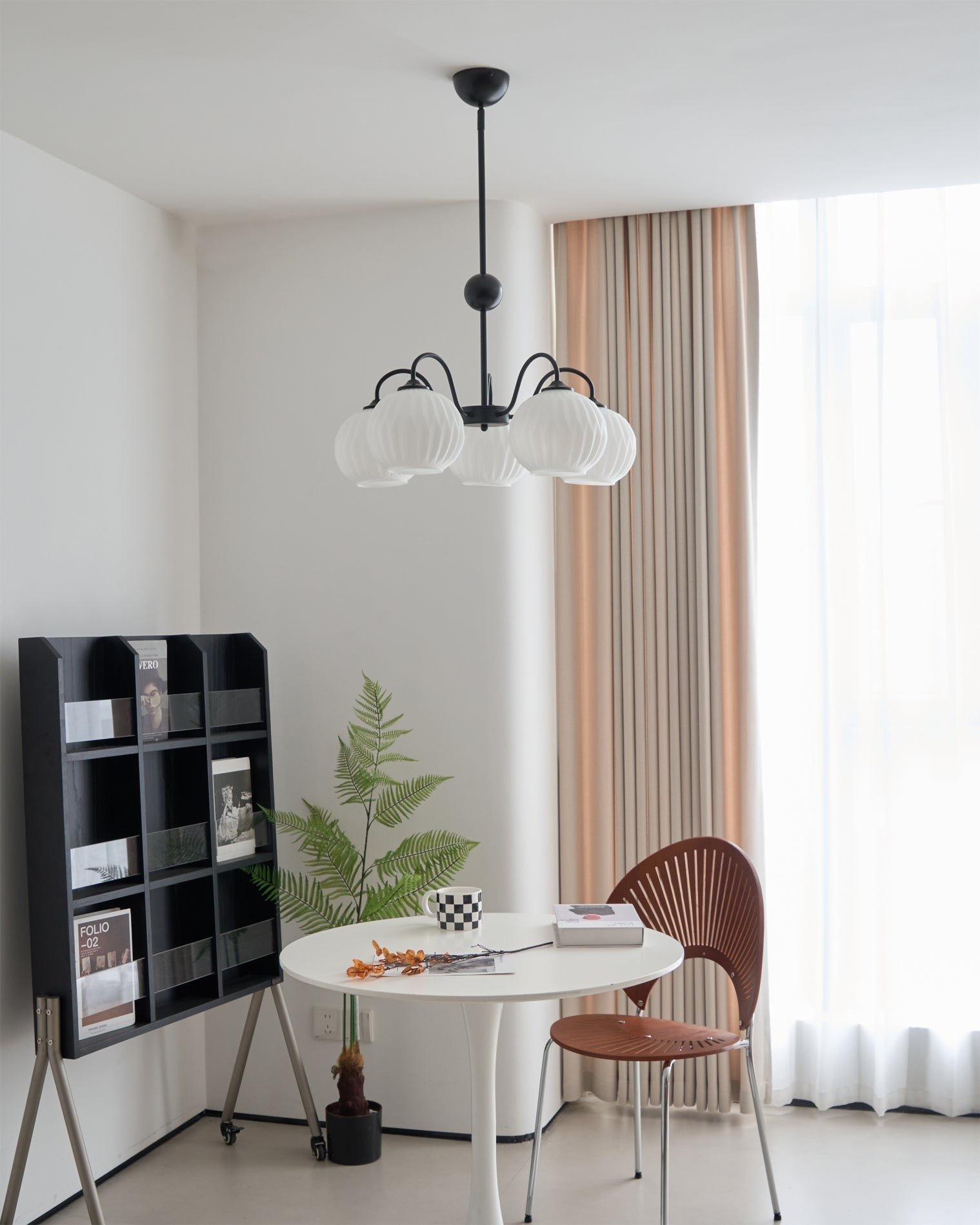 Lustra Chandelier Green Ribbed Glass Modern 8-Light-Letslighting