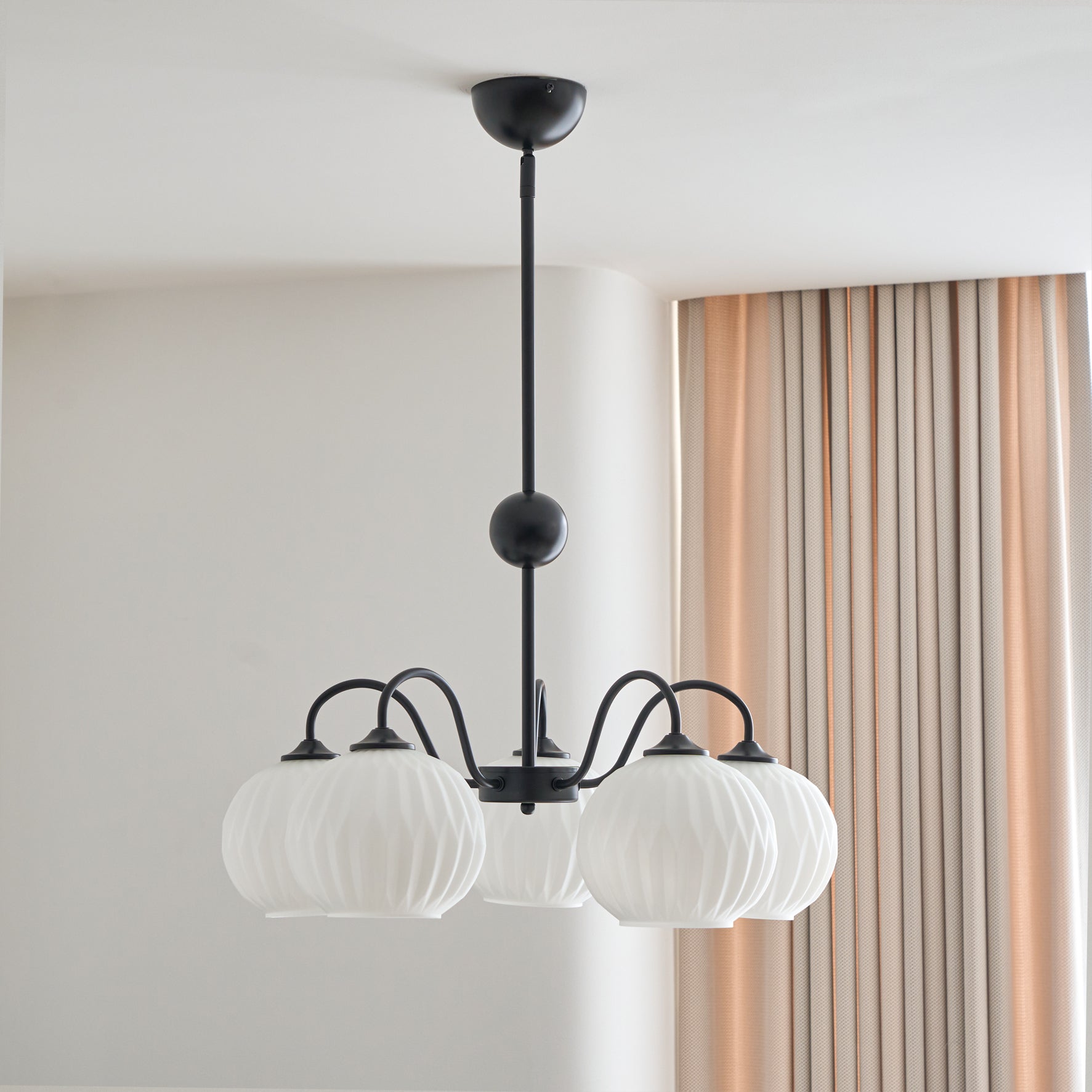 Lustra Chandelier Green Ribbed Glass Modern 8-Light-Letslighting