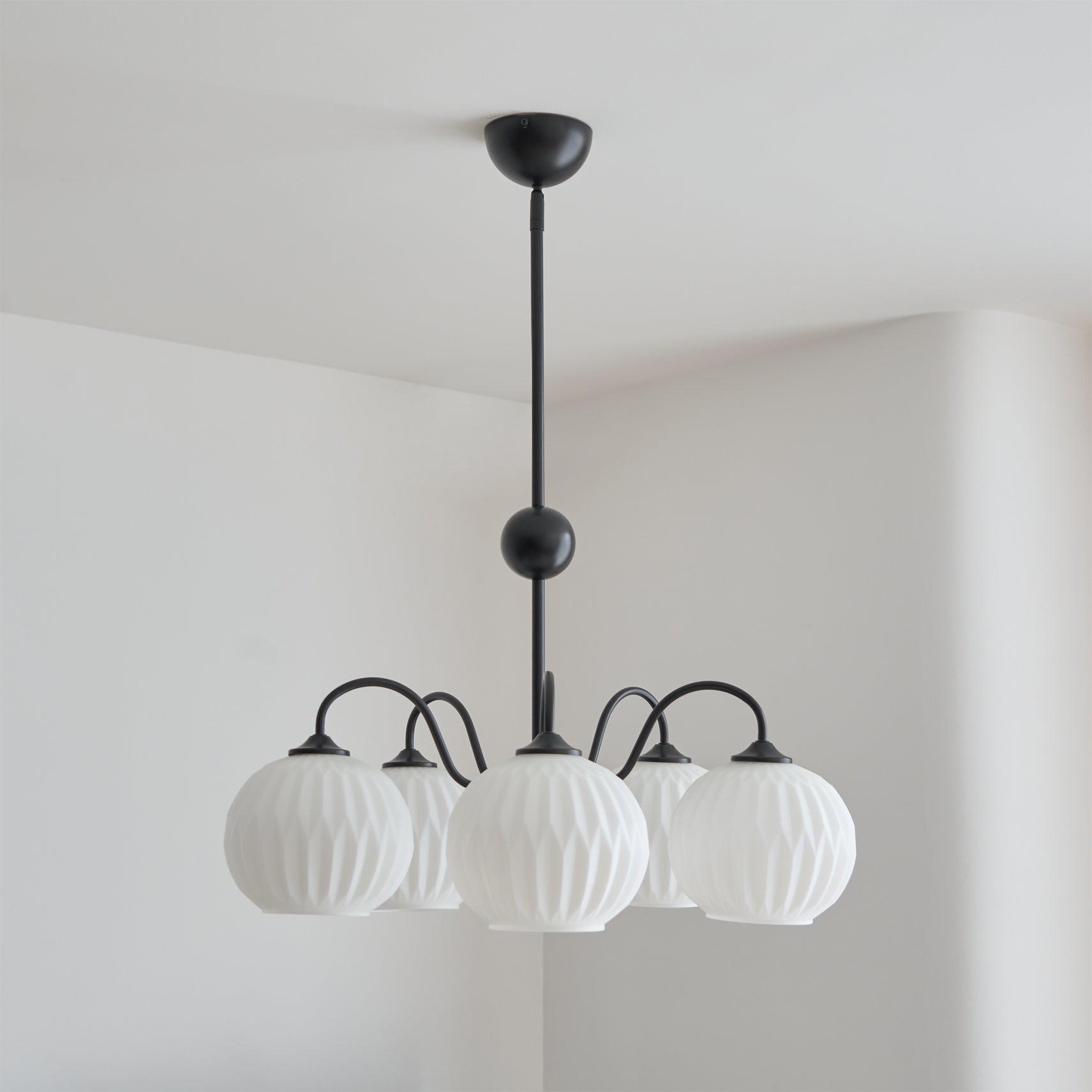 Lustra Chandelier Green Ribbed Glass Modern 8-Light-Letslighting