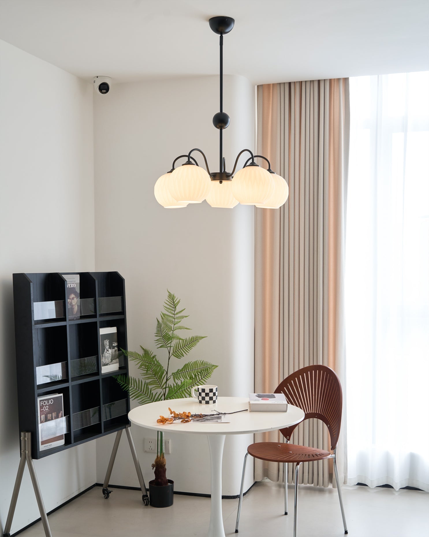 Lustra Chandelier Green Ribbed Glass Modern 8-Light-Letslighting