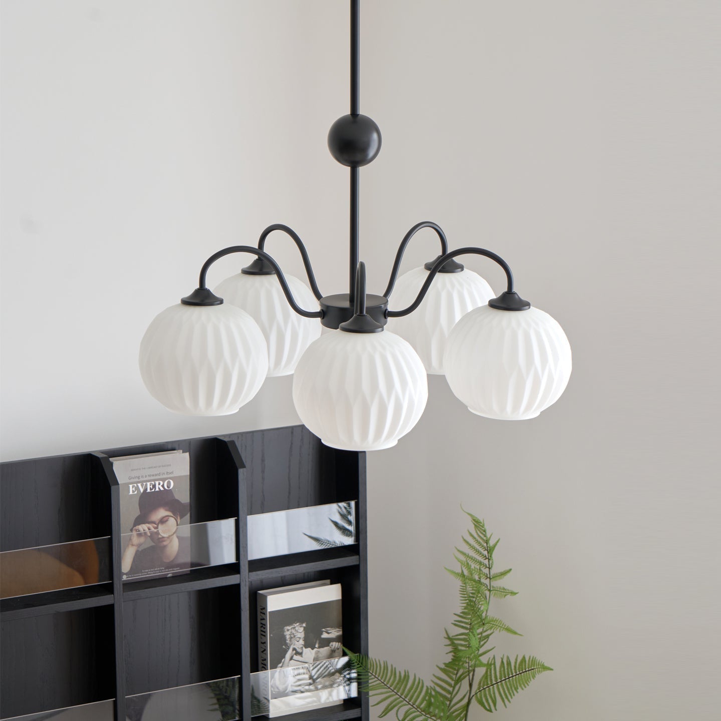 Lustra Chandelier Green Ribbed Glass Modern 8-Light-Letslighting