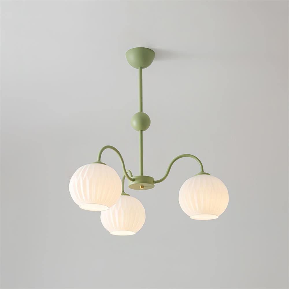 Lustra Chandelier Green Ribbed Glass Modern 8-Light-Letslighting