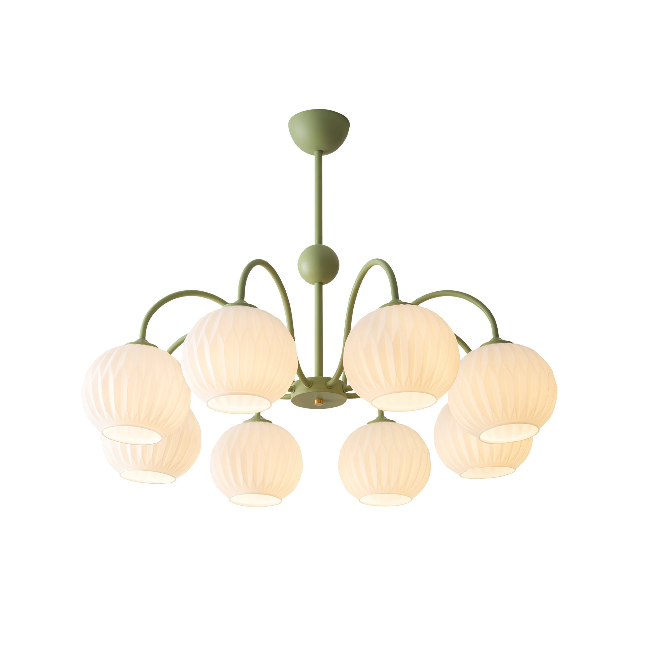 Lustra Chandelier Green Ribbed Glass Modern 8-Light-Letslighting