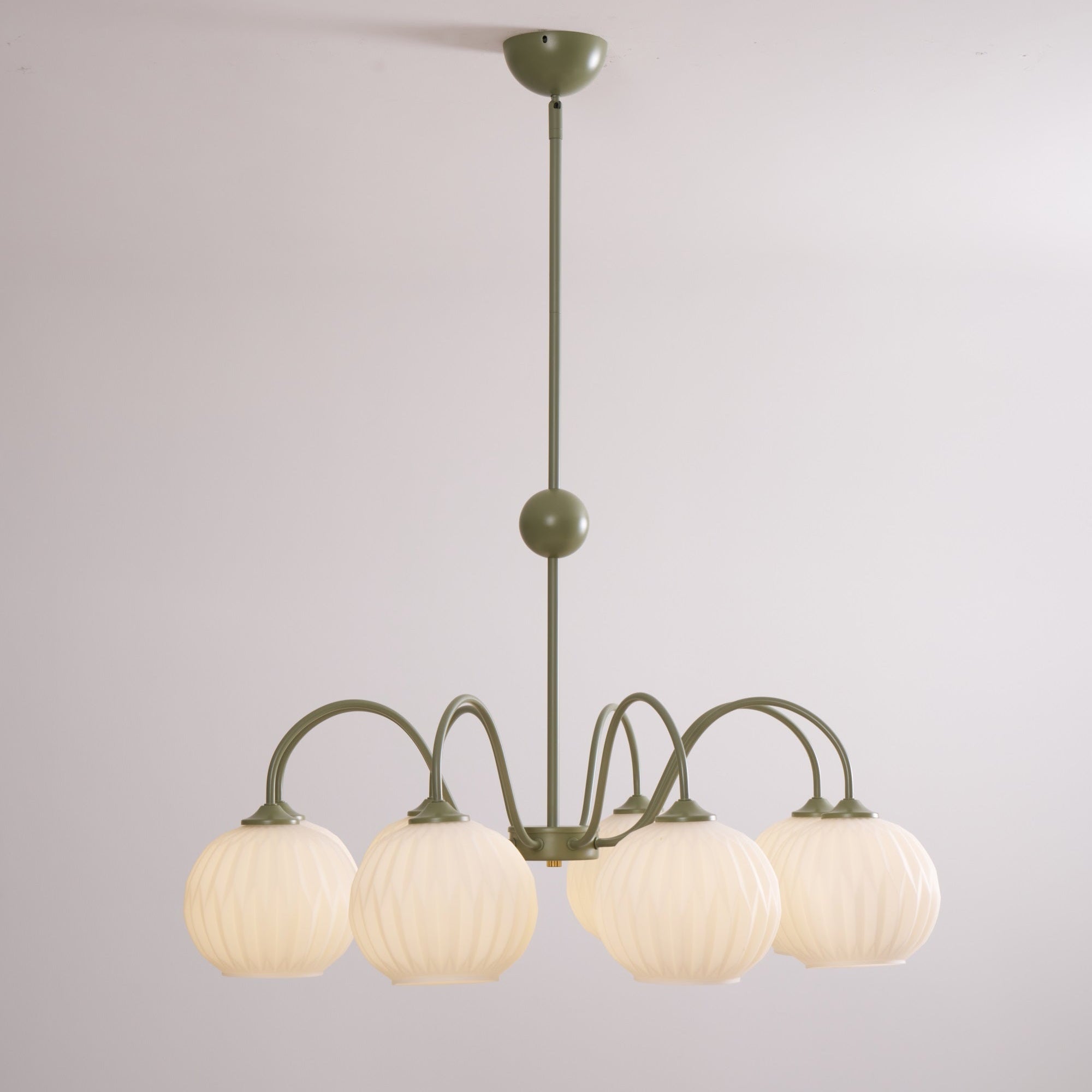 Lustra Chandelier Green Ribbed Glass Modern 8-Light-Letslighting