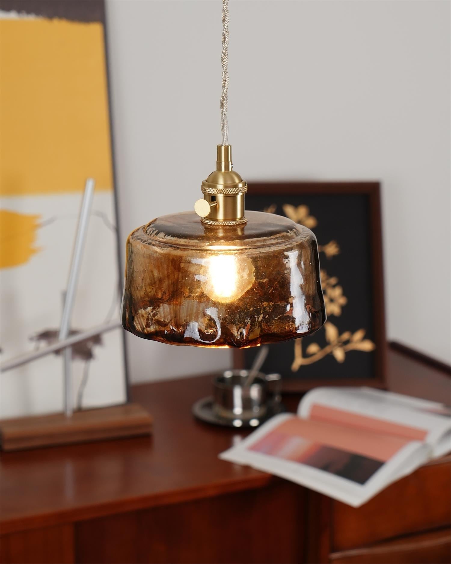 Amberlyn Vintage Amber Glass Pendant Light - Letslighting