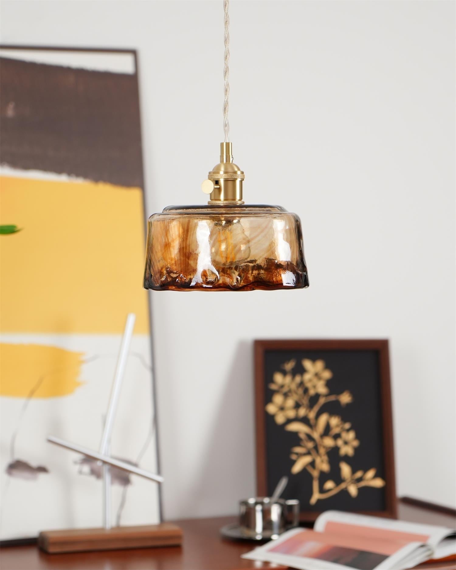 Amberlyn Vintage Amber Glass Pendant Light - Letslighting