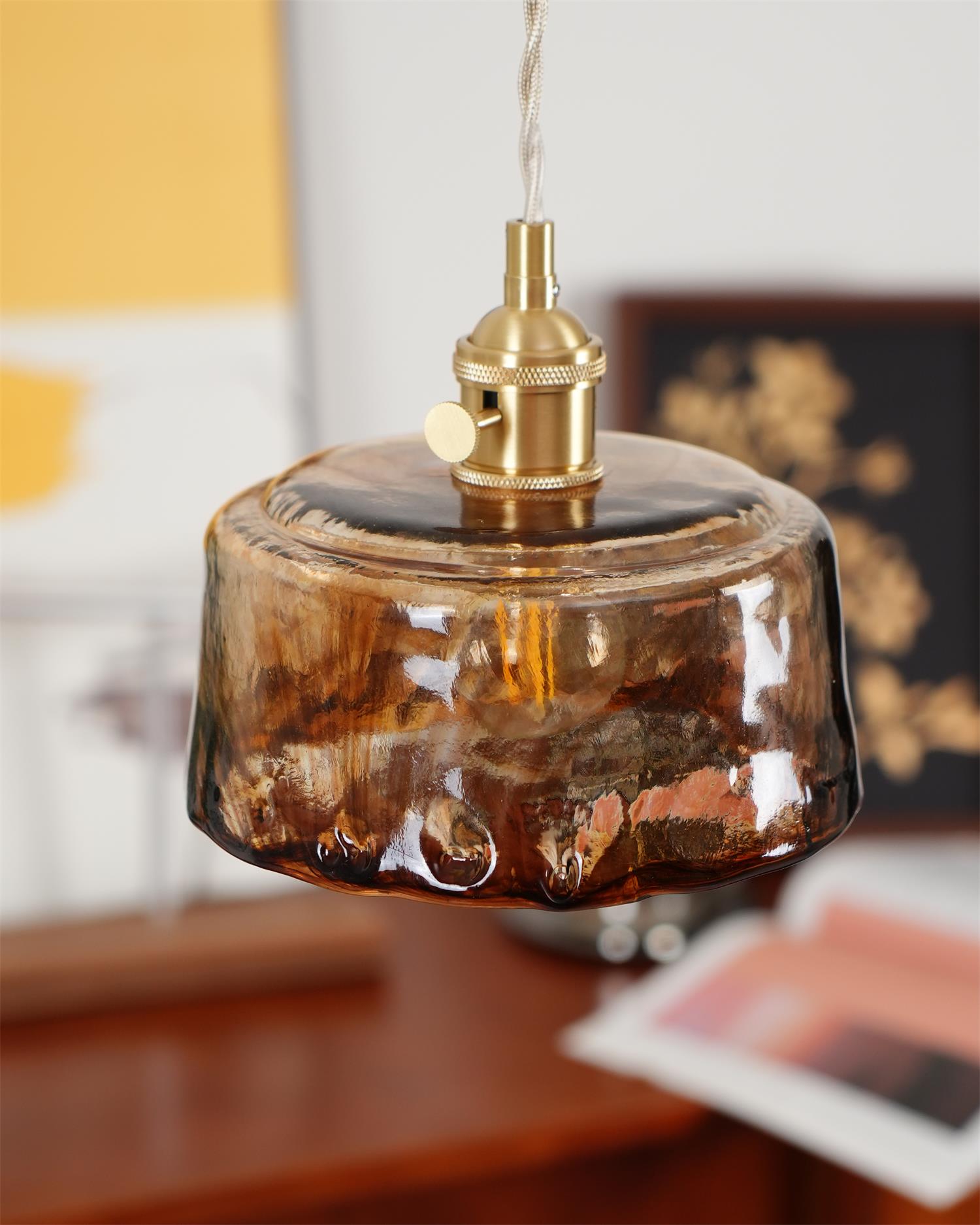 Amberlyn Vintage Amber Glass Pendant Light - Letslighting