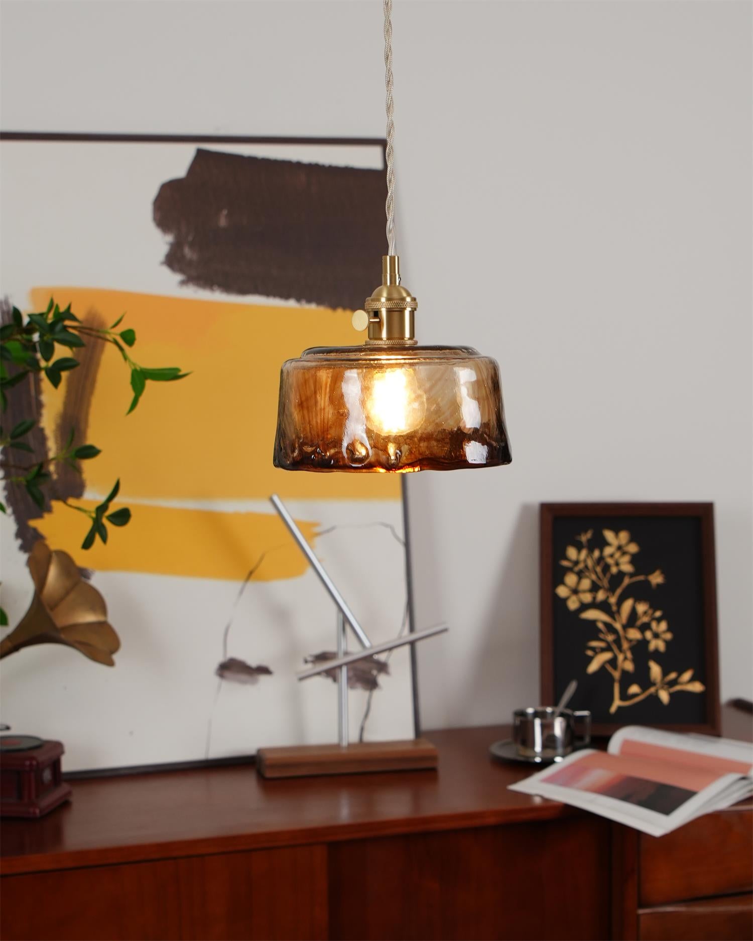 Amberlyn Vintage Amber Glass Pendant Light - Letslighting