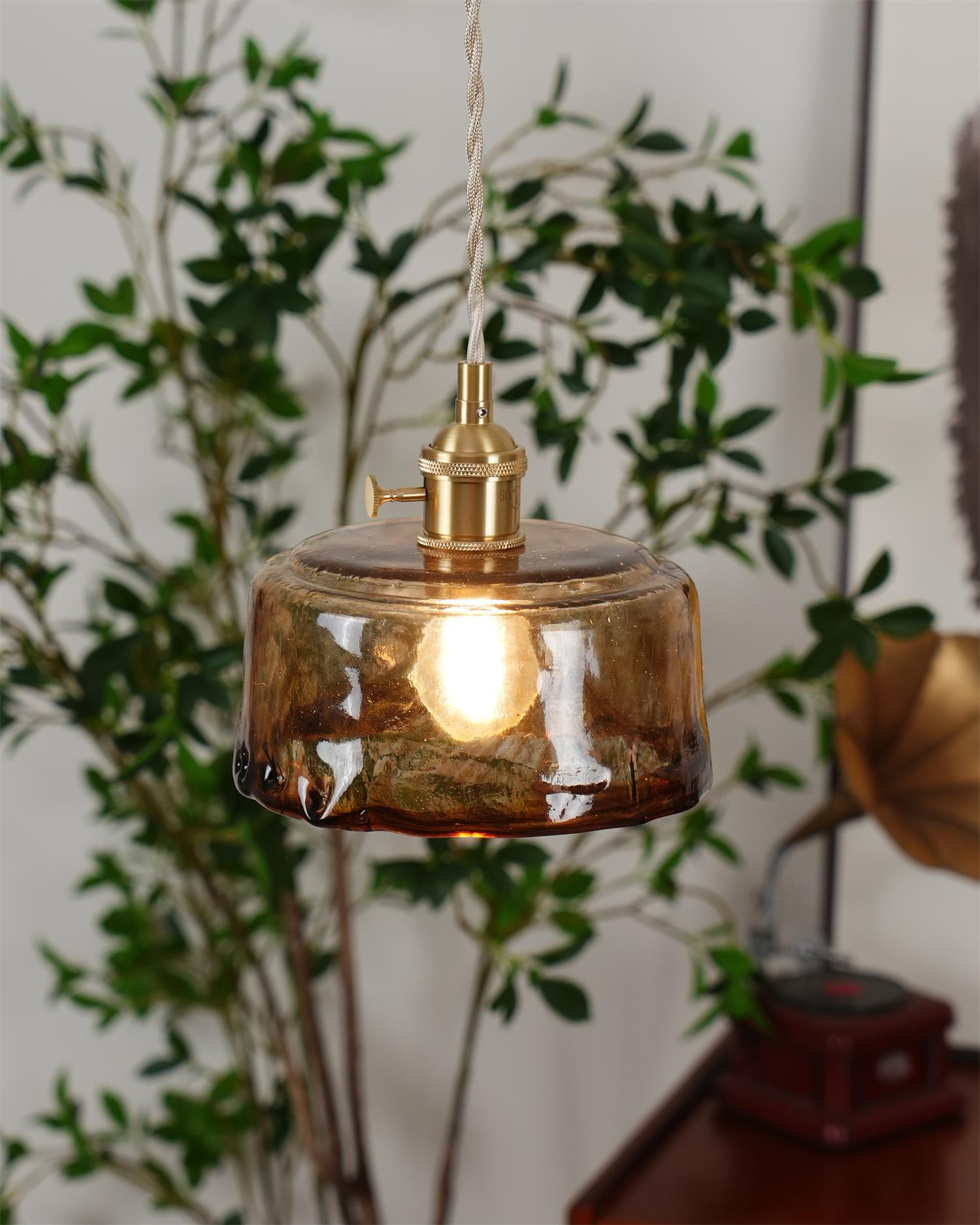 Amberlyn Vintage Amber Glass Pendant Light - Letslighting