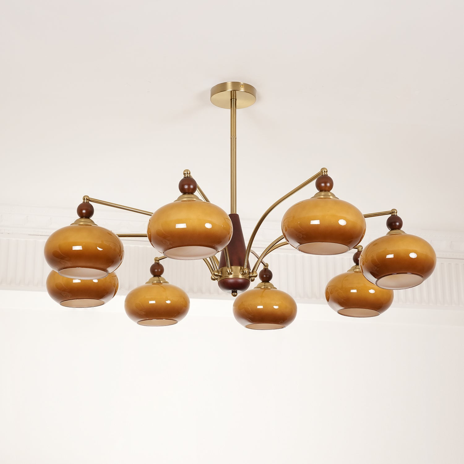 Lustra Retro Pendelleuchte Gelbes Glas Messing-Letslighting