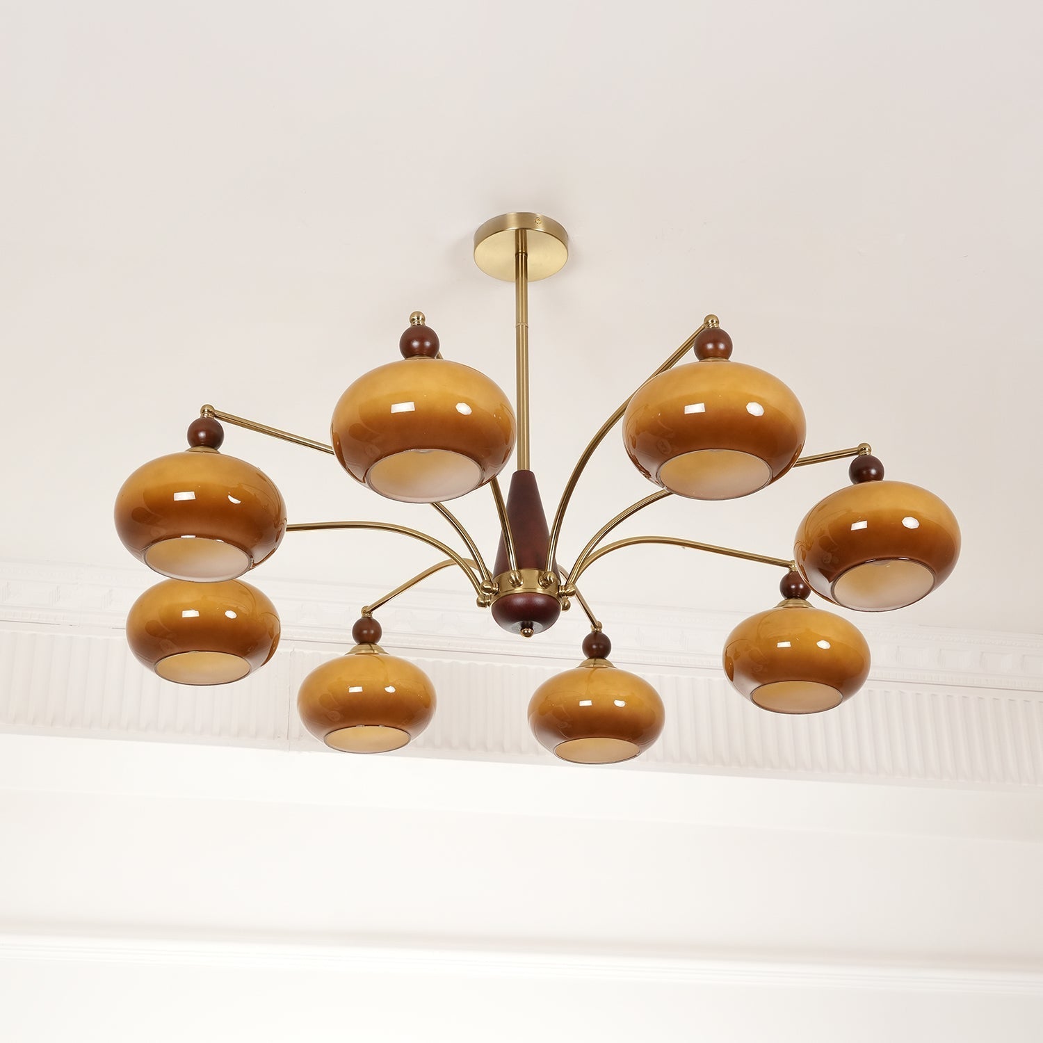 Lustra Retro Pendelleuchte Gelbes Glas Messing-Letslighting