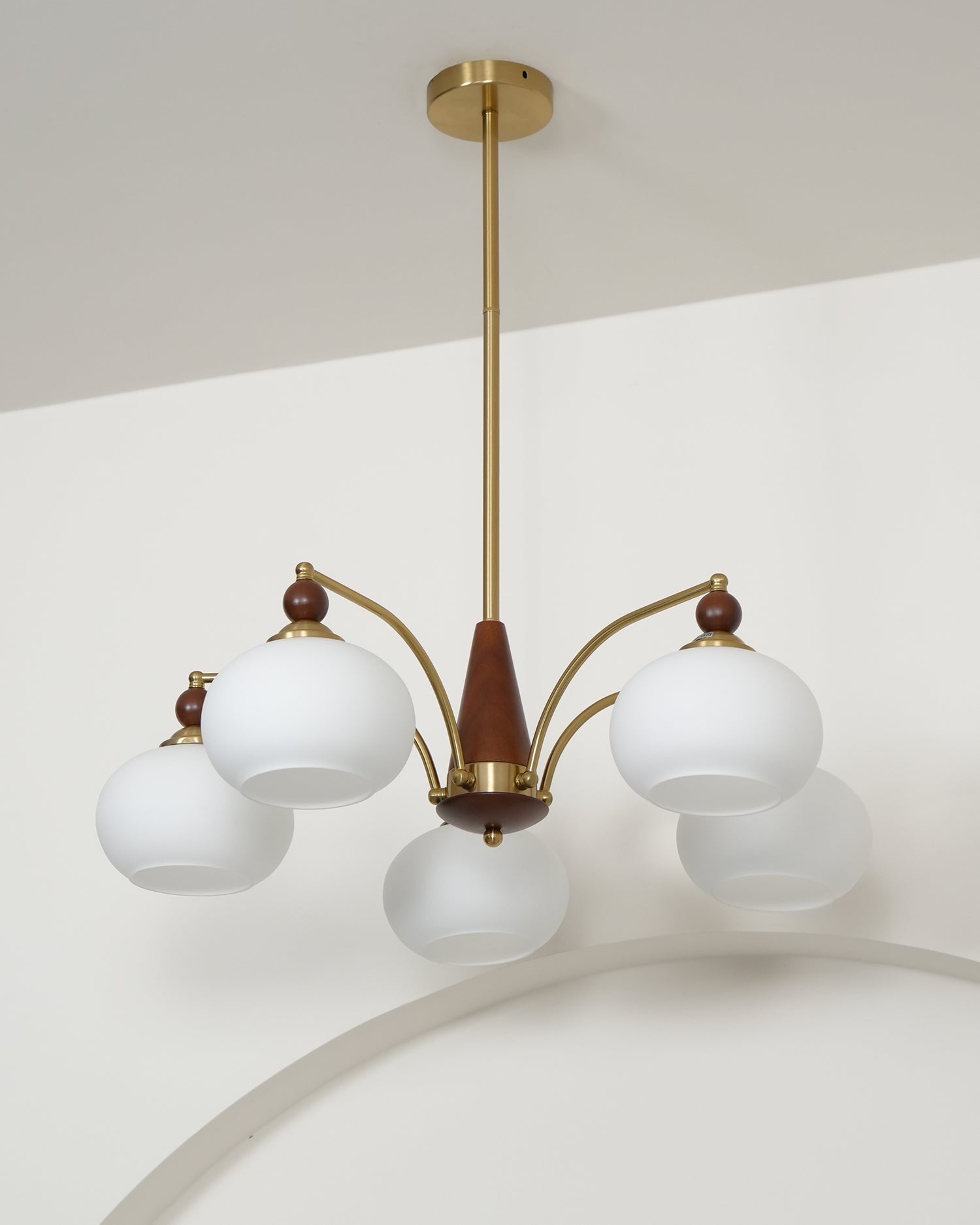 Lustra Retro Pendelleuchte Gelbes Glas Messing-Letslighting