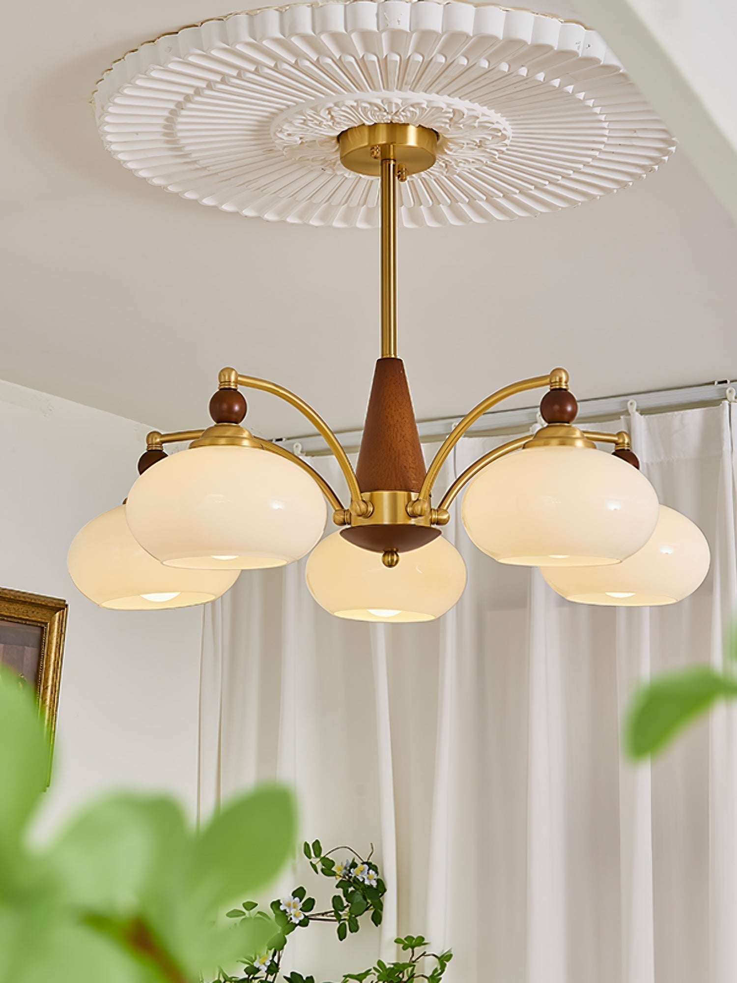 Lustra Retro Pendelleuchte Gelbes Glas Messing-Letslighting