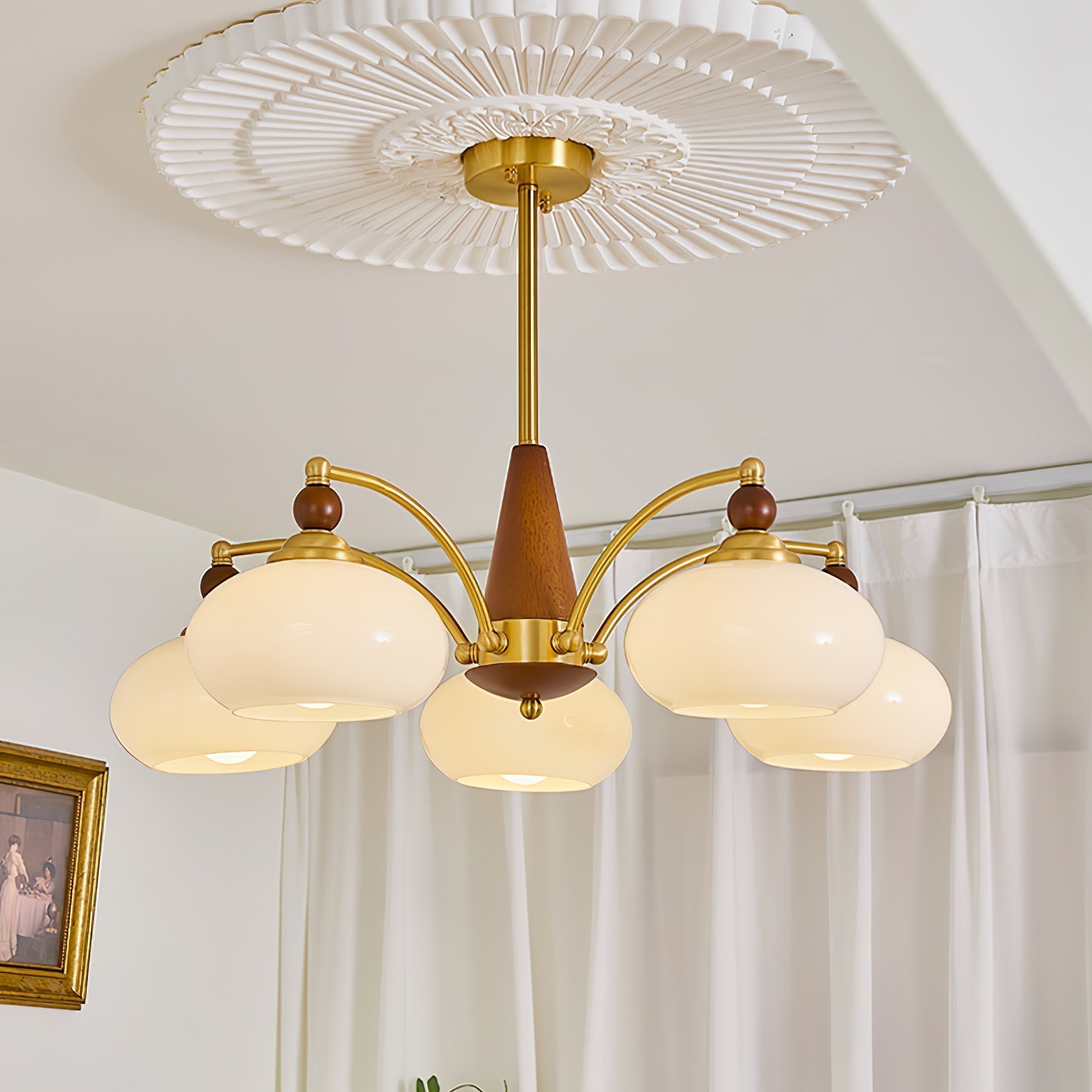 Lustra Retro Pendelleuchte Gelbes Glas Messing-Letslighting