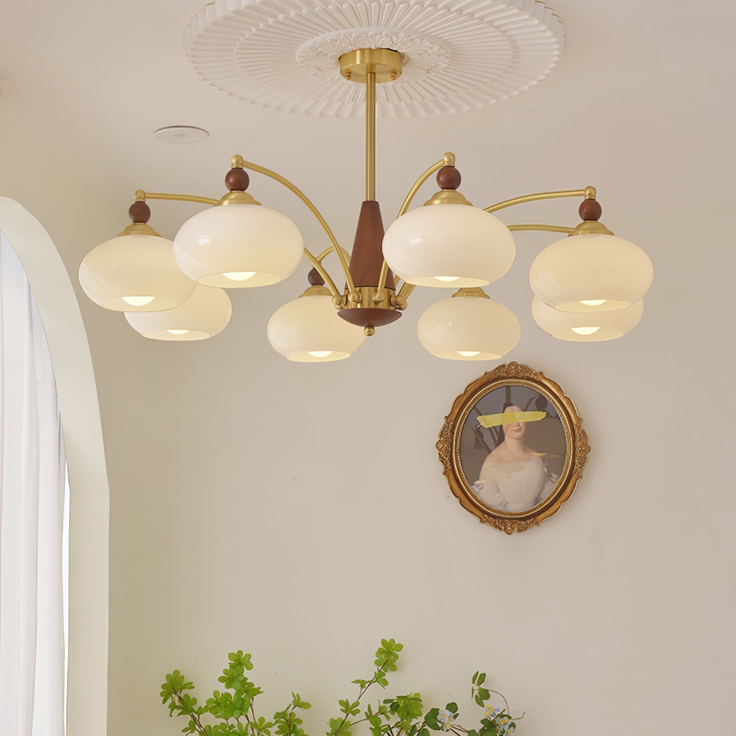 Lustra Retro Pendelleuchte Gelbes Glas Messing-Letslighting