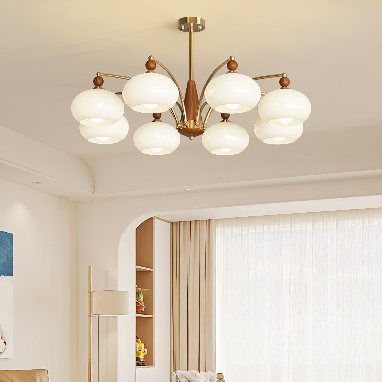 Lustra Retro Pendelleuchte Gelbes Glas Messing-Letslighting