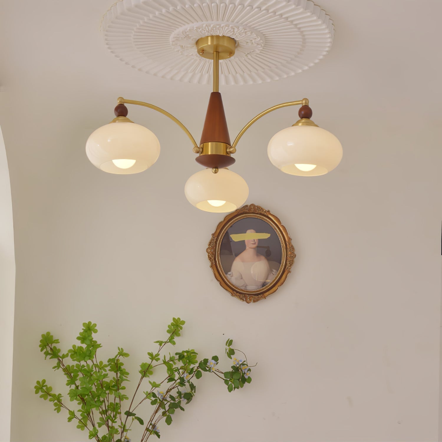 Lustra Retro Pendelleuchte Gelbes Glas Messing-Letslighting