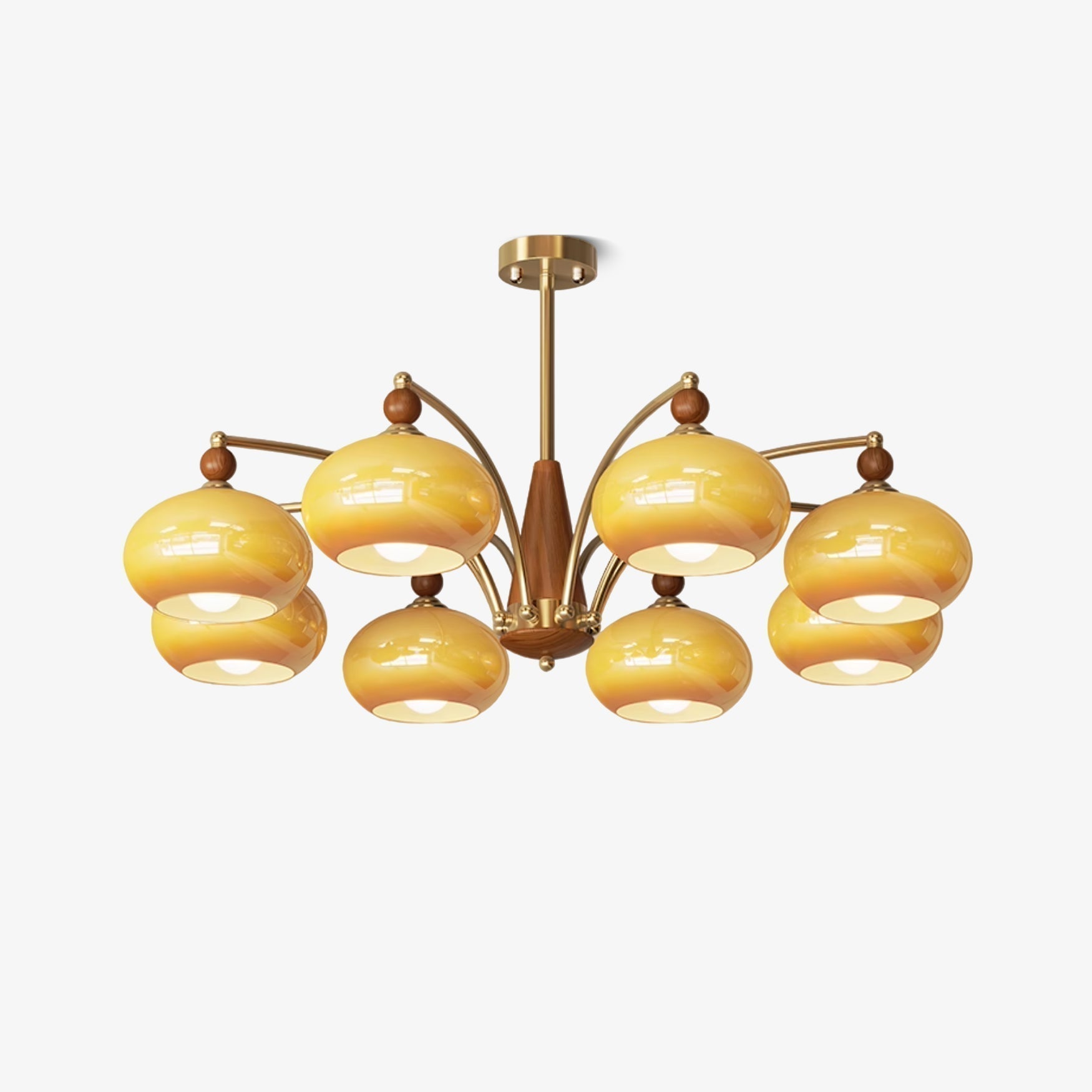 Lustra Retro Pendelleuchte Gelbes Glas Messing-Letslighting