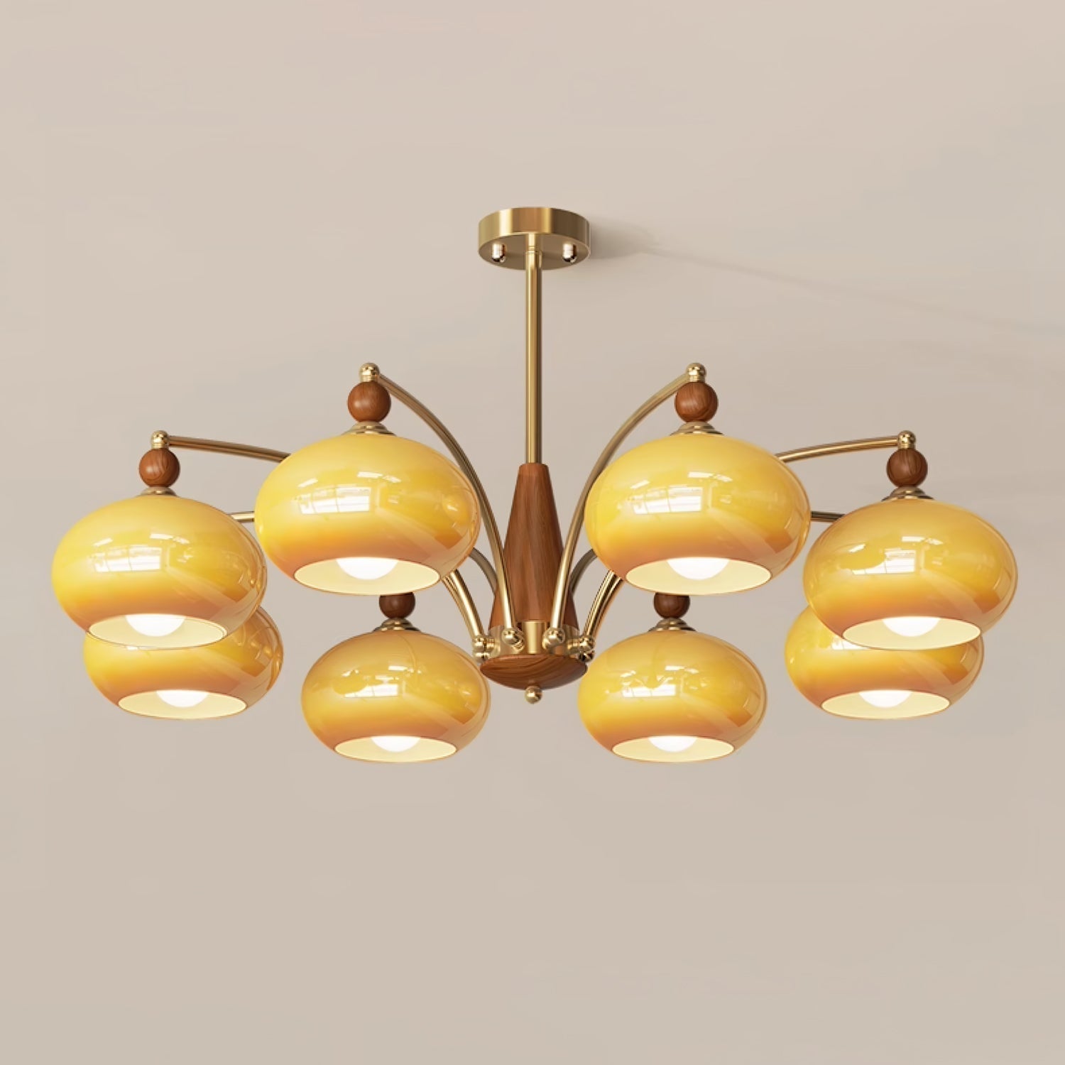 Lustra Retro Pendelleuchte Gelbes Glas Messing-Letslighting
