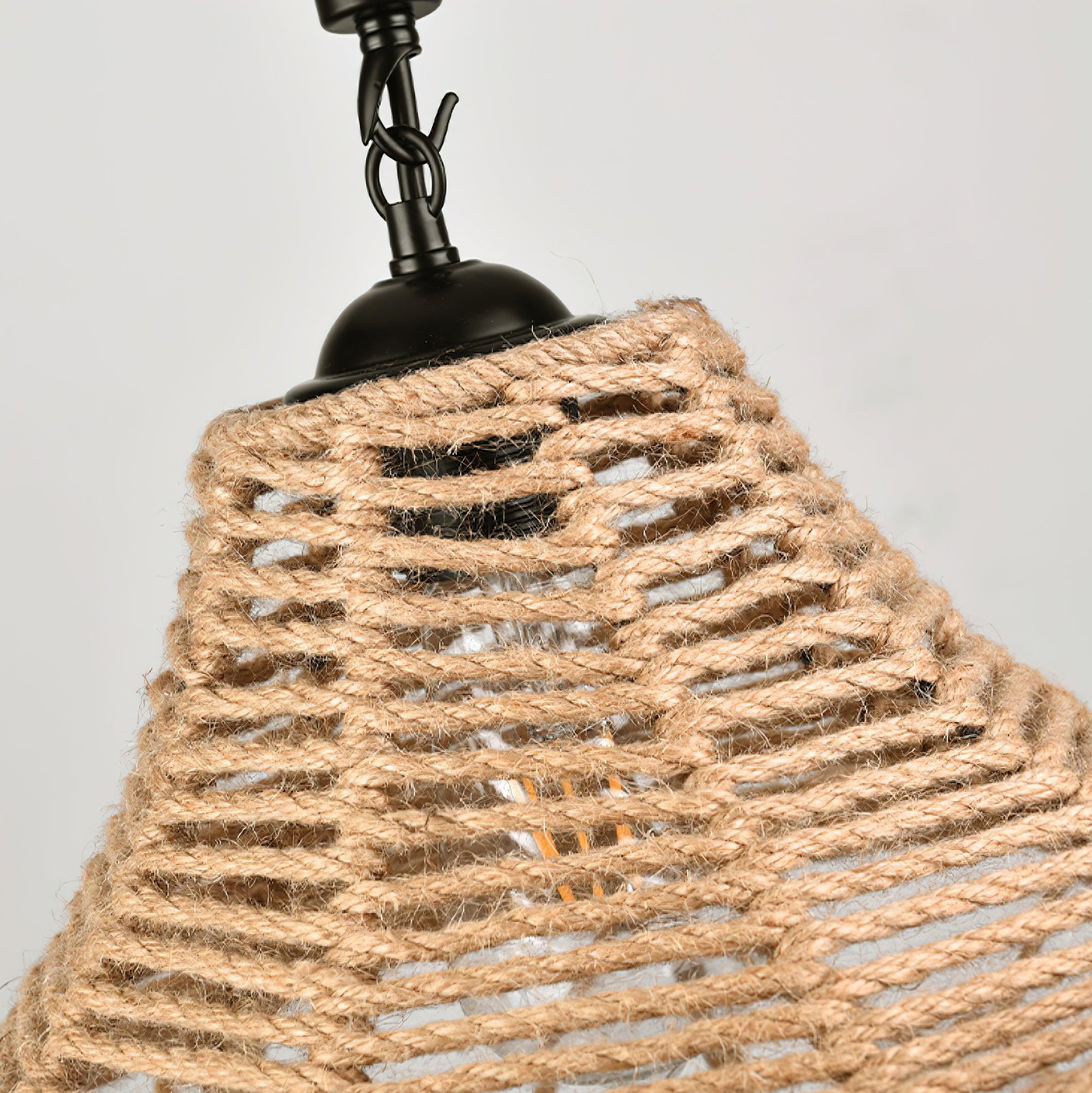 Evliran Retro Hanfseil Interessante Pendelleuchte-Letslighting