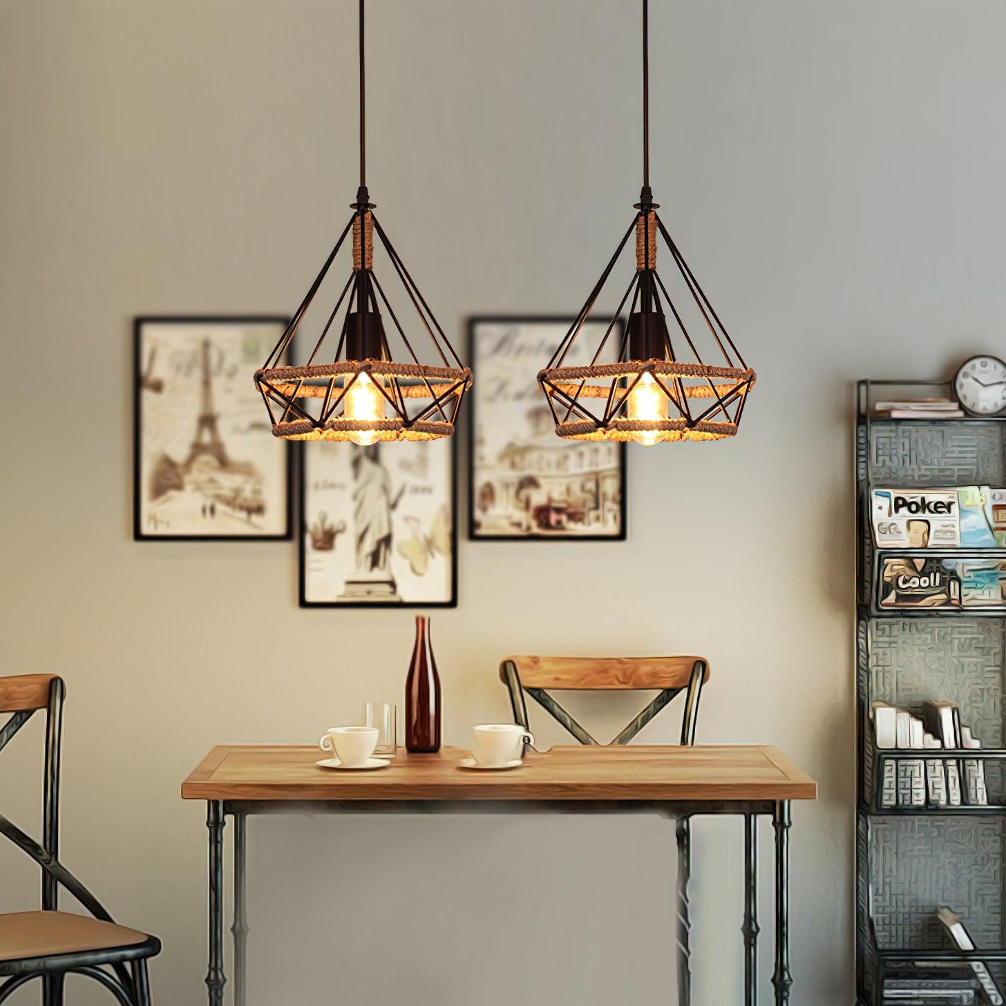 Evliran Retro Hanfseil Interessante Pendelleuchte-Letslighting