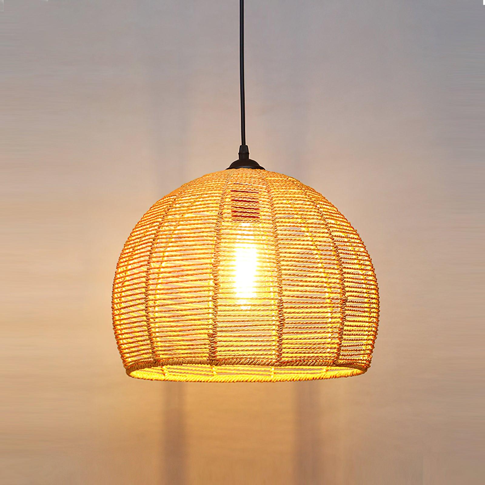 Evliran Retro Hanfseil Interessante Pendelleuchte-Letslighting