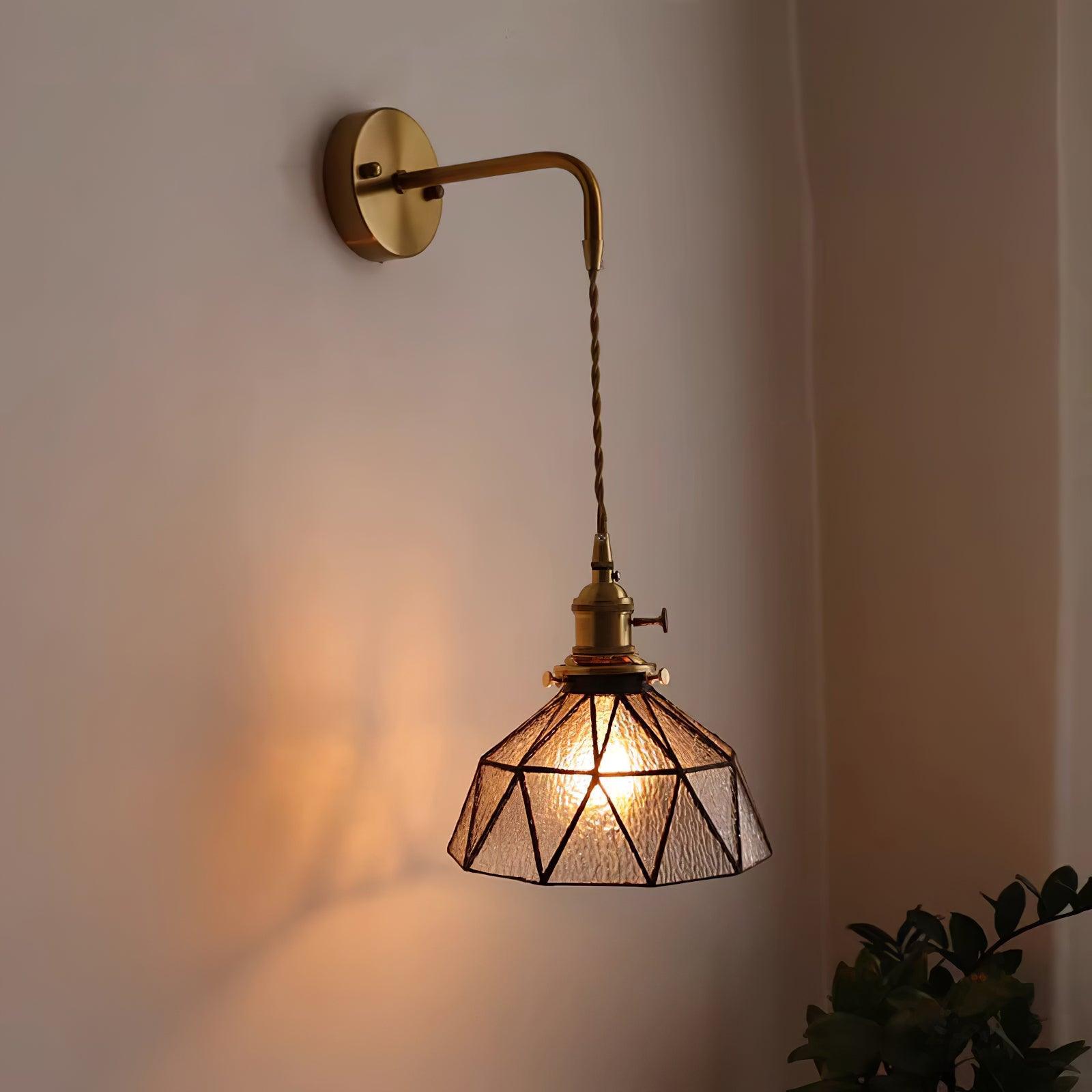 Wandleuchte Geometrisch Buntglas Schirm Vintage Messing Arm Ländlich-Letslighting