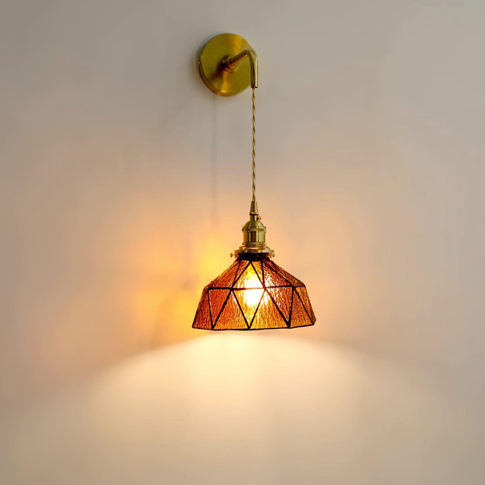 Wandleuchte Geometrisch Buntglas Schirm Vintage Messing Arm Ländlich-Letslighting
