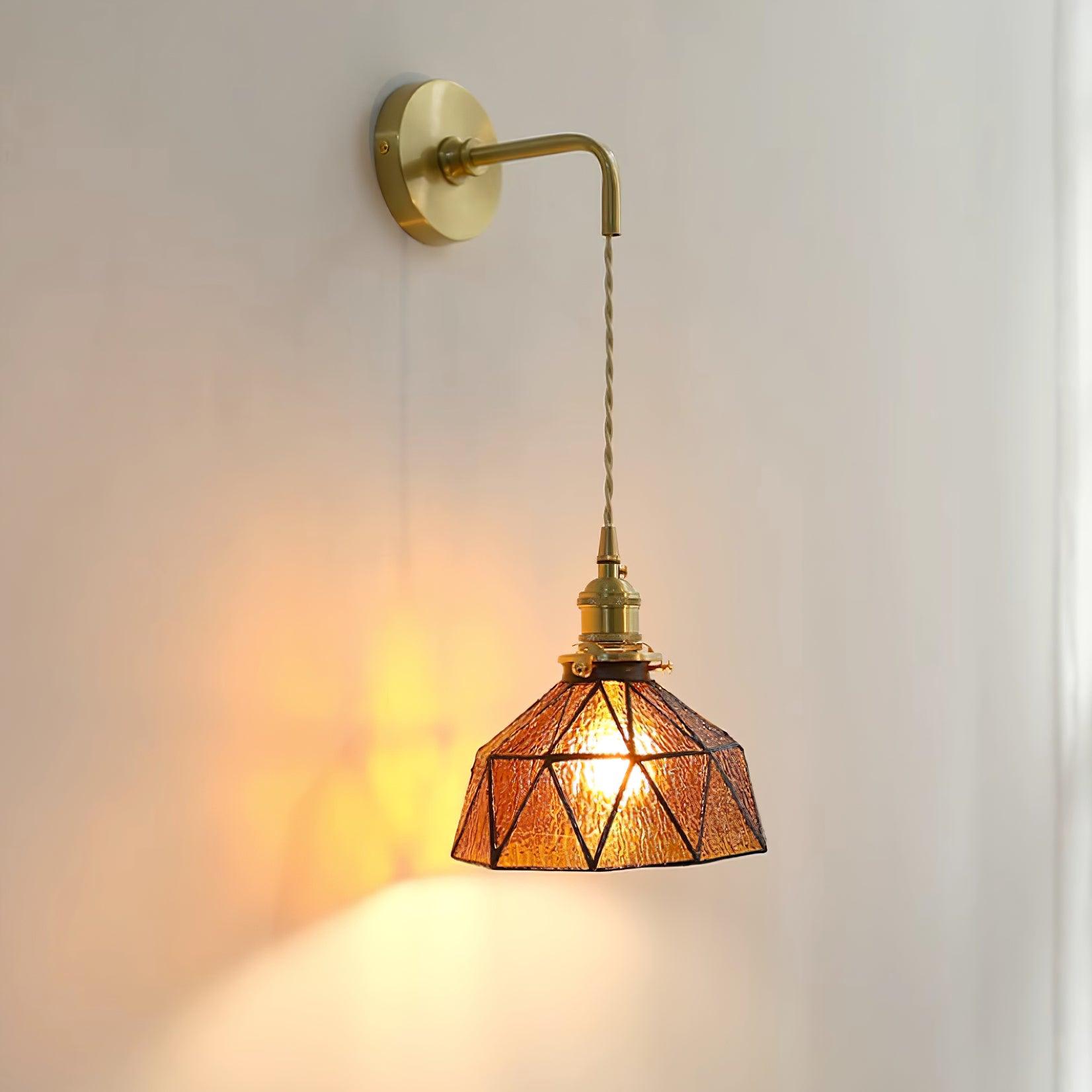 Wandleuchte Geometrisch Buntglas Schirm Vintage Messing Arm Ländlich-Letslighting
