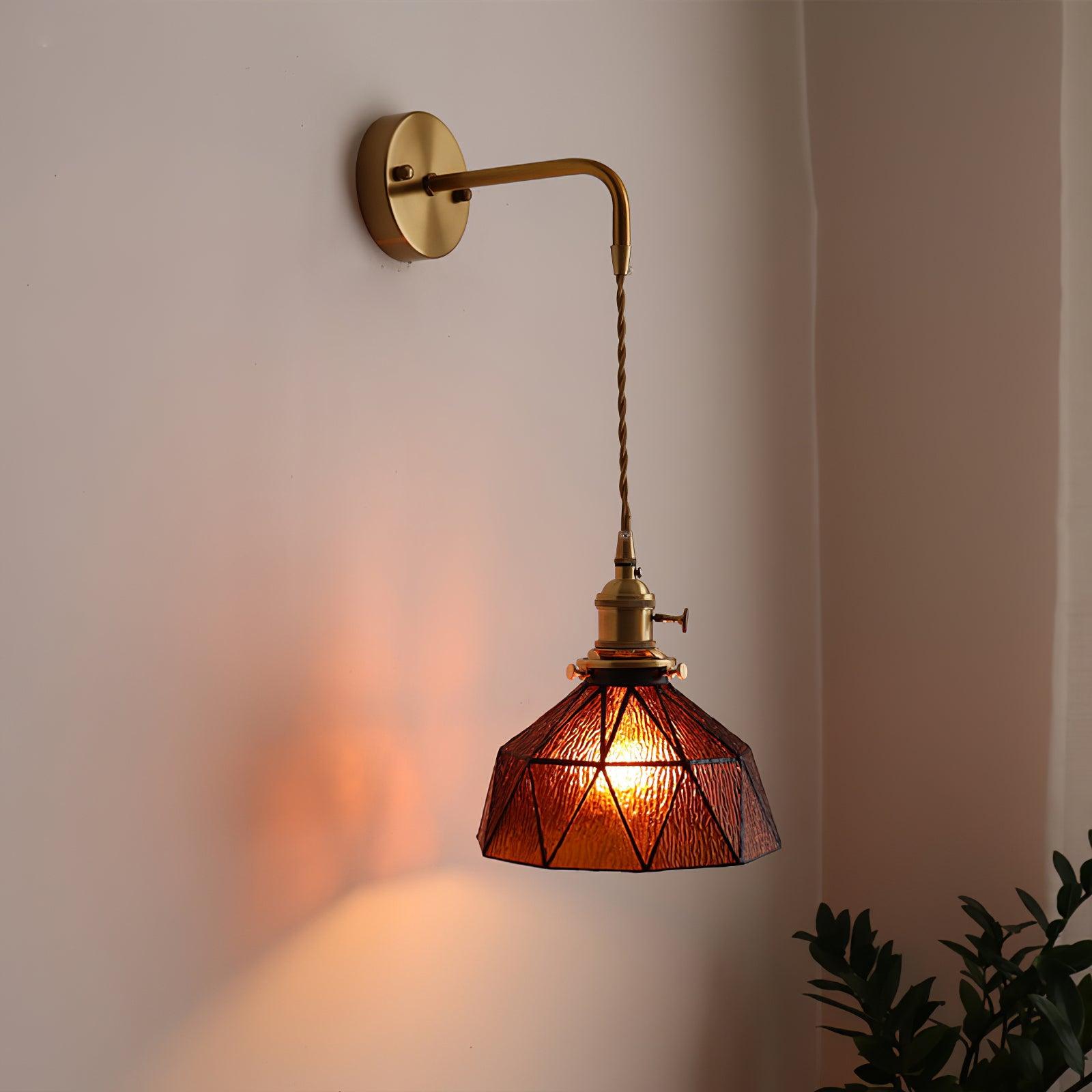 Wandleuchte Geometrisch Buntglas Schirm Vintage Messing Arm Ländlich-Letslighting