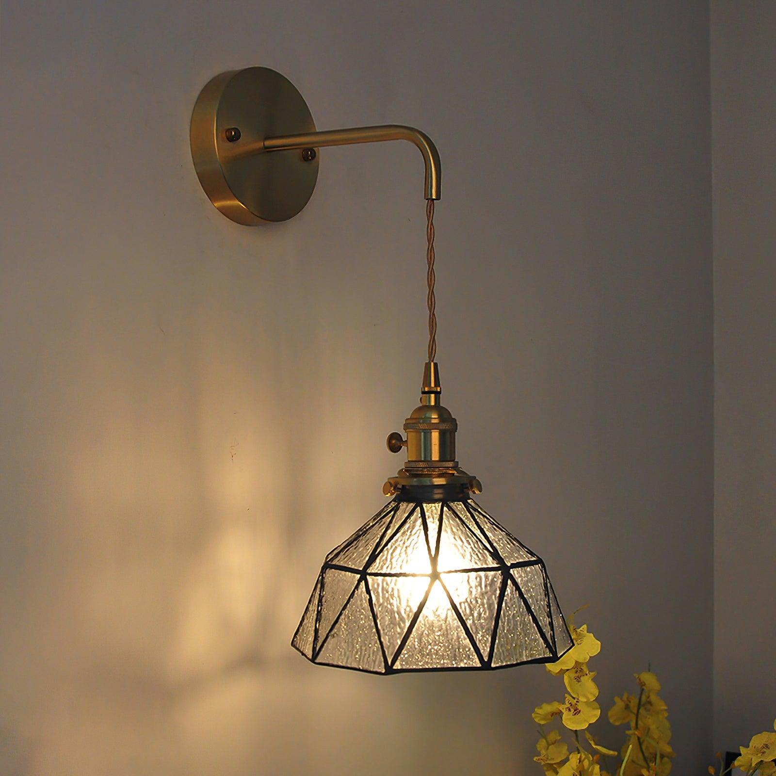 Wandleuchte Geometrisch Buntglas Schirm Vintage Messing Arm Ländlich-Letslighting