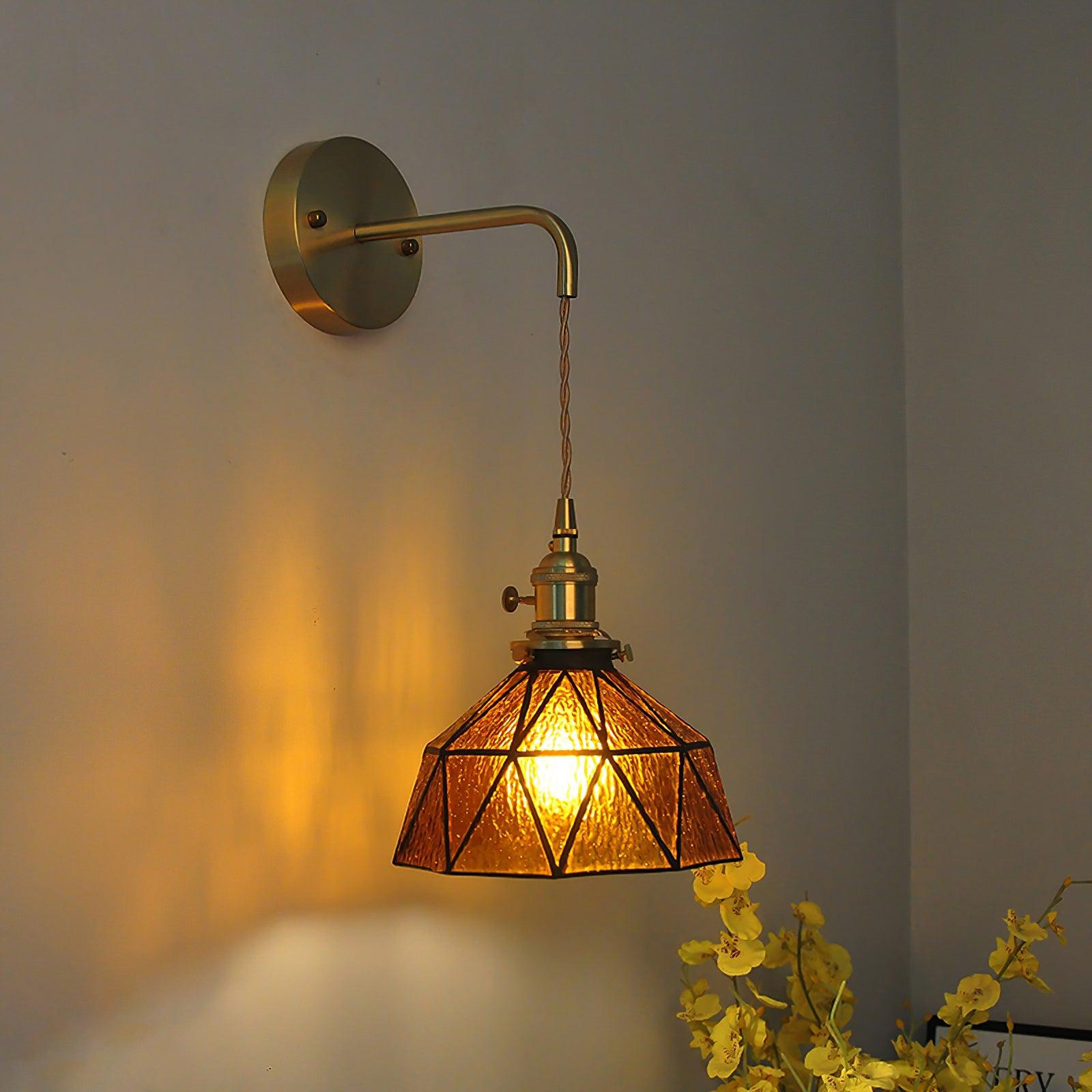 Wandleuchte Geometrisch Buntglas Schirm Vintage Messing Arm Ländlich-Letslighting