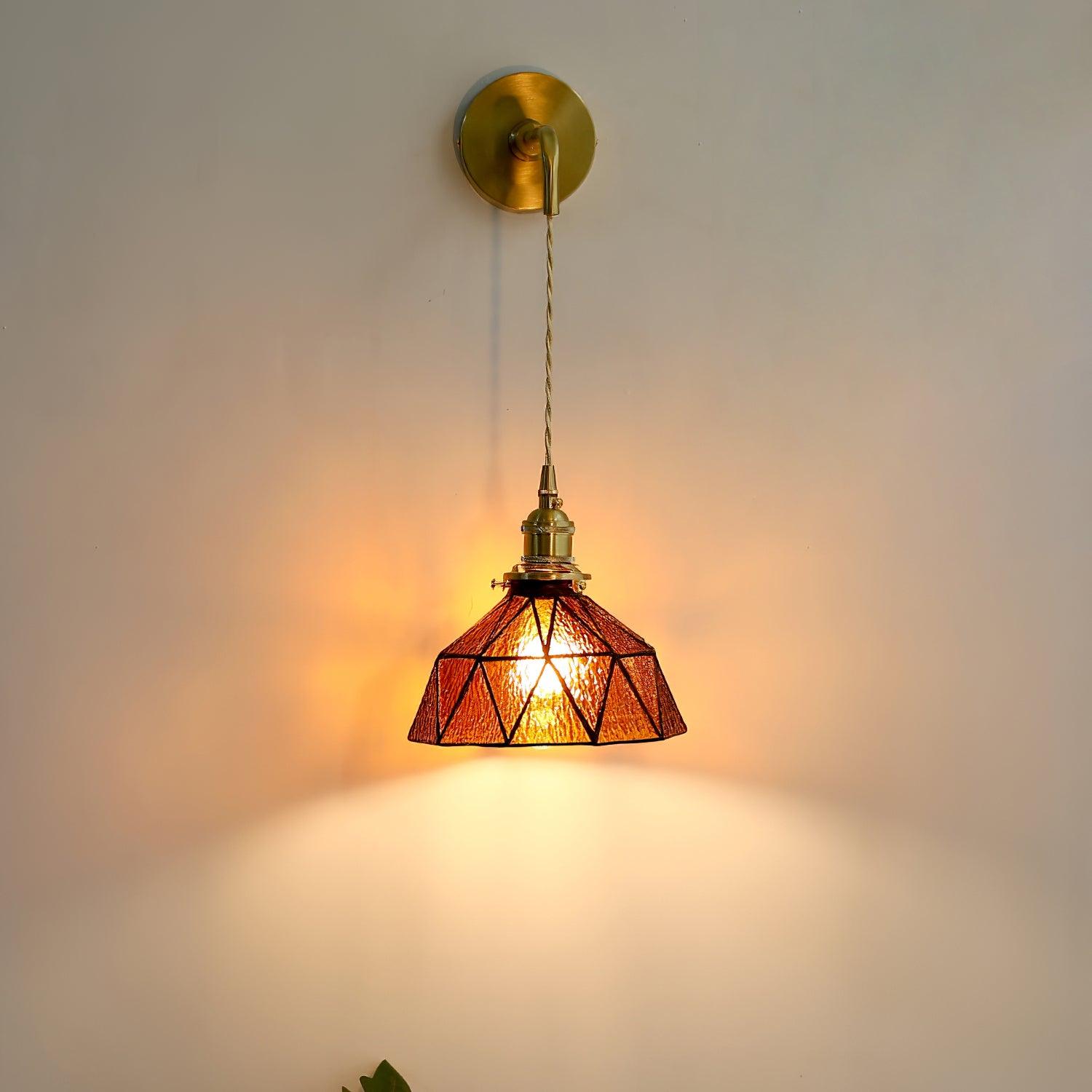 Wandleuchte Geometrisch Buntglas Schirm Vintage Messing Arm Ländlich-Letslighting