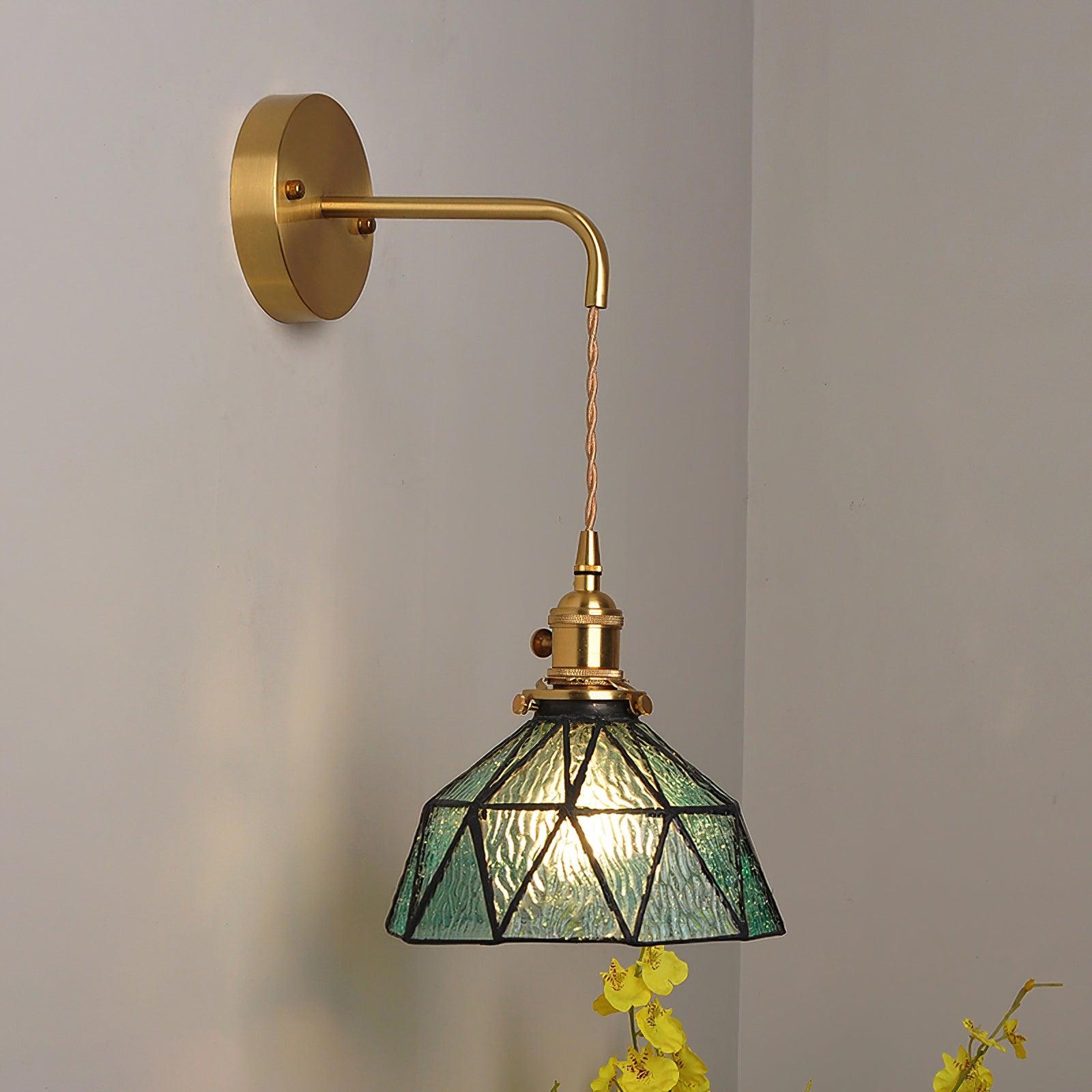 Wandleuchte Geometrisch Buntglas Schirm Vintage Messing Arm Ländlich-Letslighting