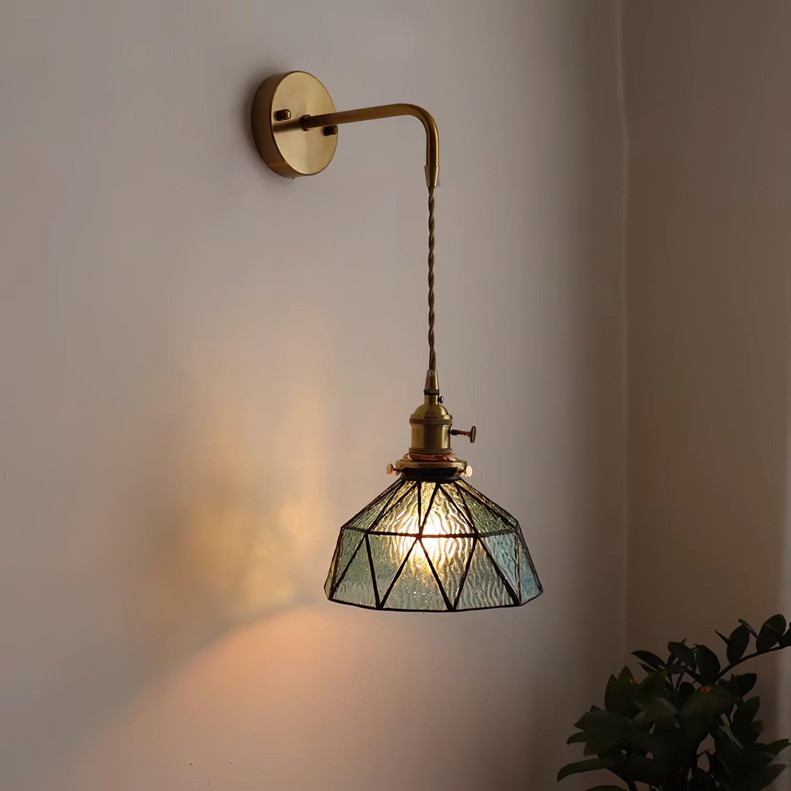 Wandleuchte Geometrisch Buntglas Schirm Vintage Messing Arm Ländlich-Letslighting