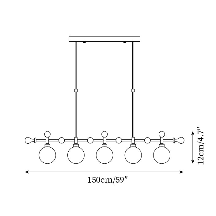 Kronleuchter Linear Globus LED Glühbirne Esszimmer Küche Insel-Letslighting