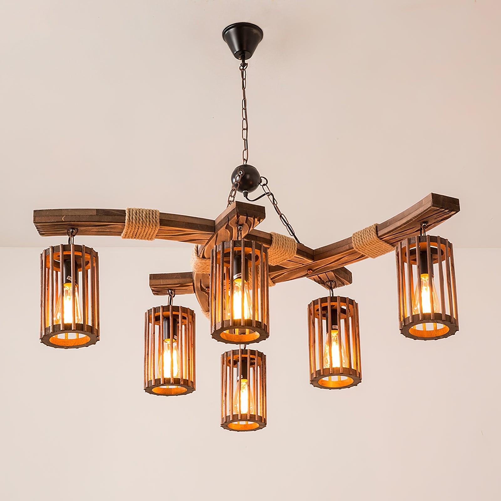 Lustra Kronleuchter Retro Massivholz Industrie-Letslighting