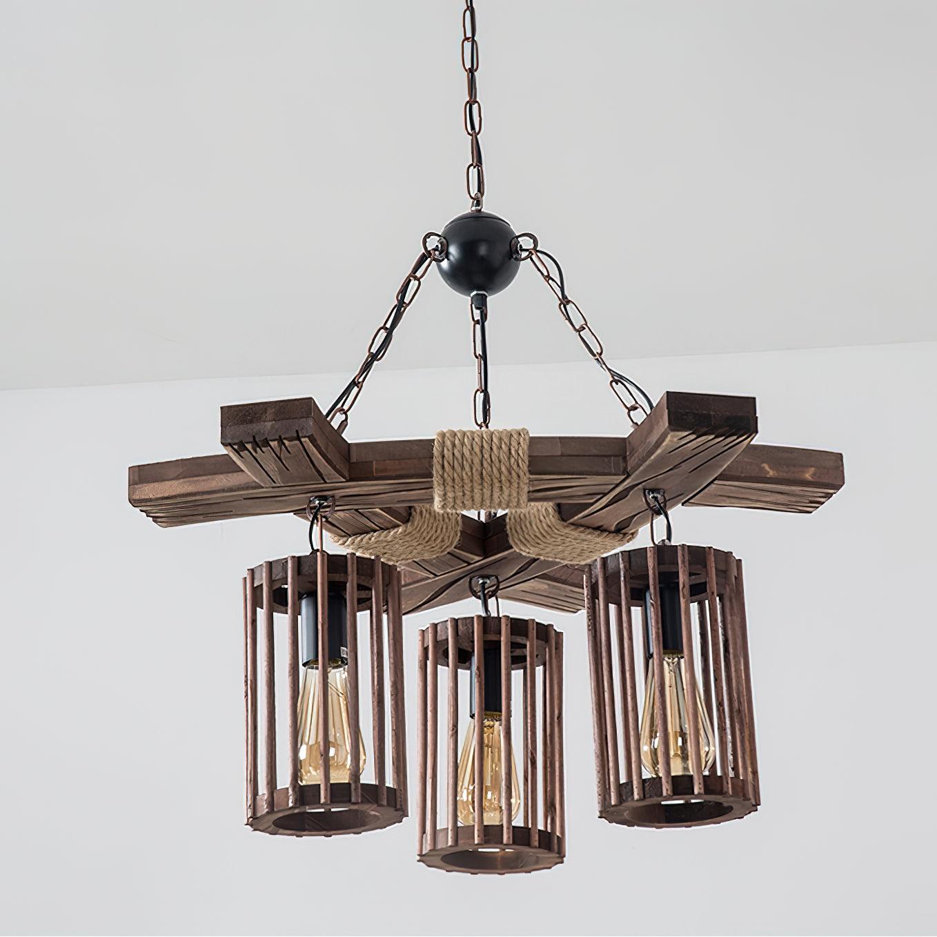 Lustra Kronleuchter Retro Massivholz Industrie-Letslighting