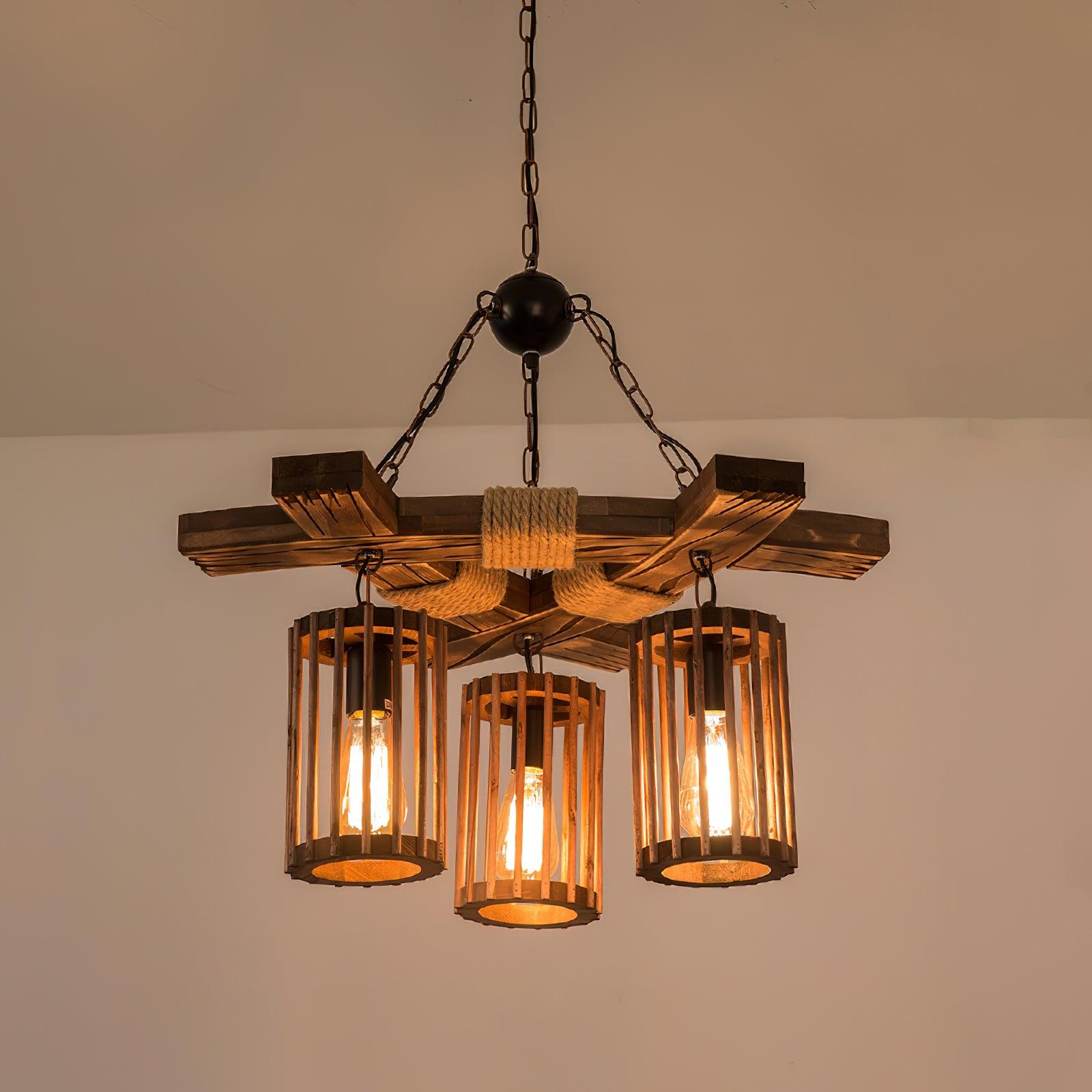 Lustra Kronleuchter Retro Massivholz Industrie-Letslighting