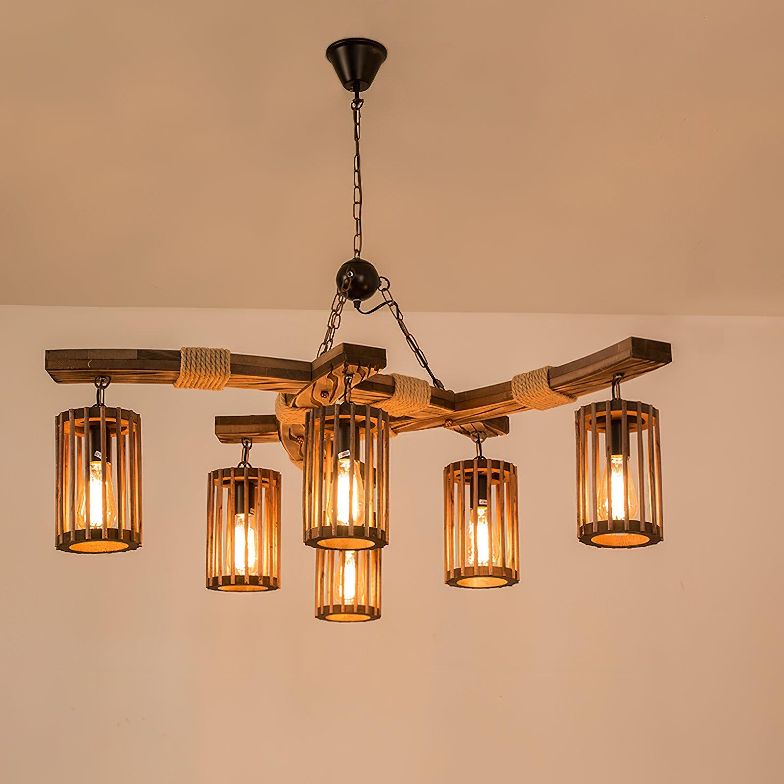 Lustra Kronleuchter Retro Massivholz Industrie-Letslighting