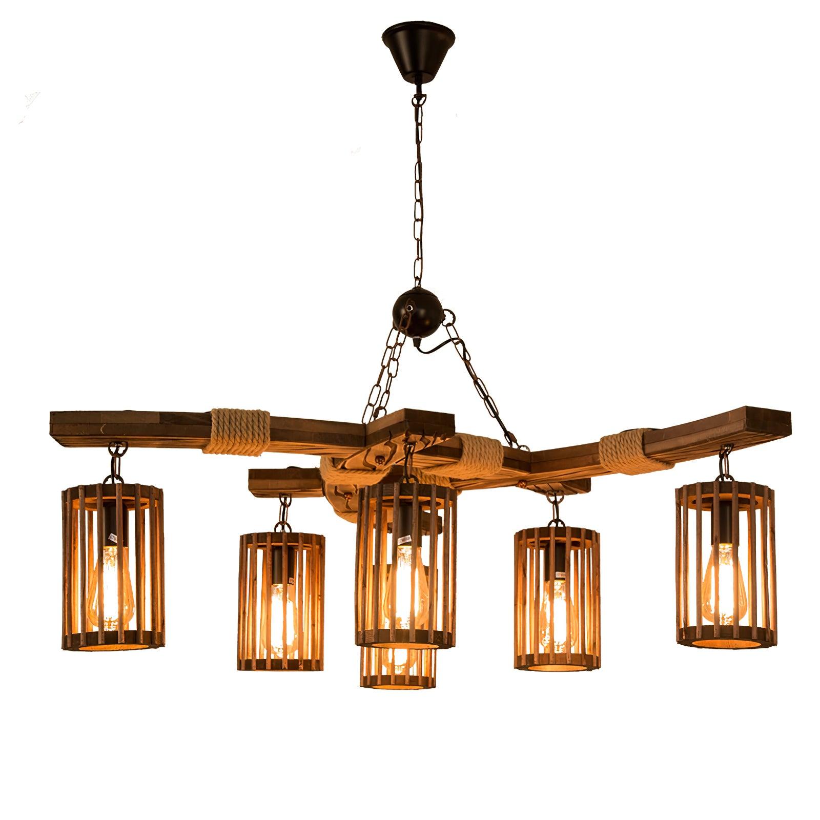 Lustra Kronleuchter Retro Massivholz Industrie-Letslighting