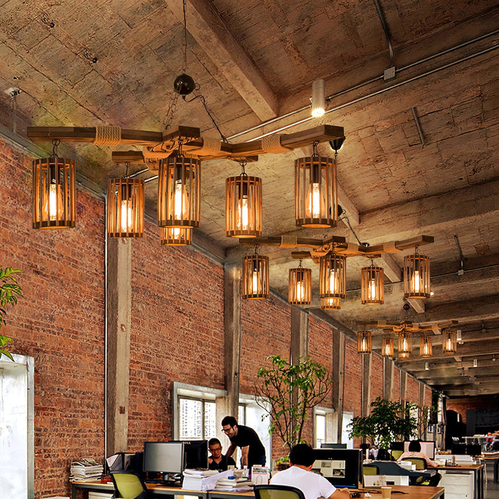 Lustra Kronleuchter Retro Massivholz Industrie-Letslighting